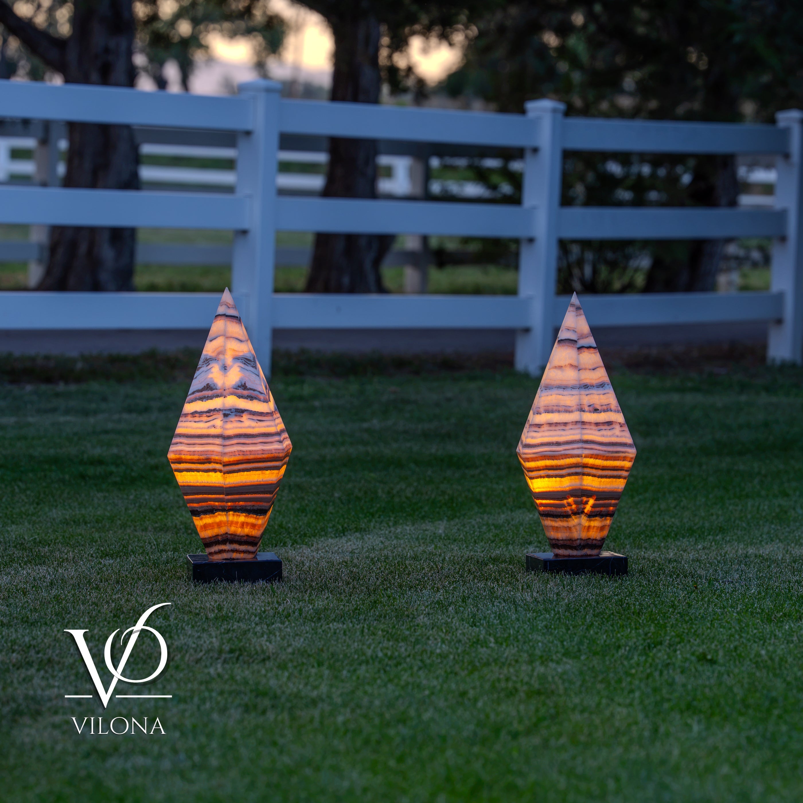 Sahara Onyx Bi-Pyramid Sculptural Lamp Pair – Natural Stone Lighting by Vilona Onyx - product image 16 for Resin Society