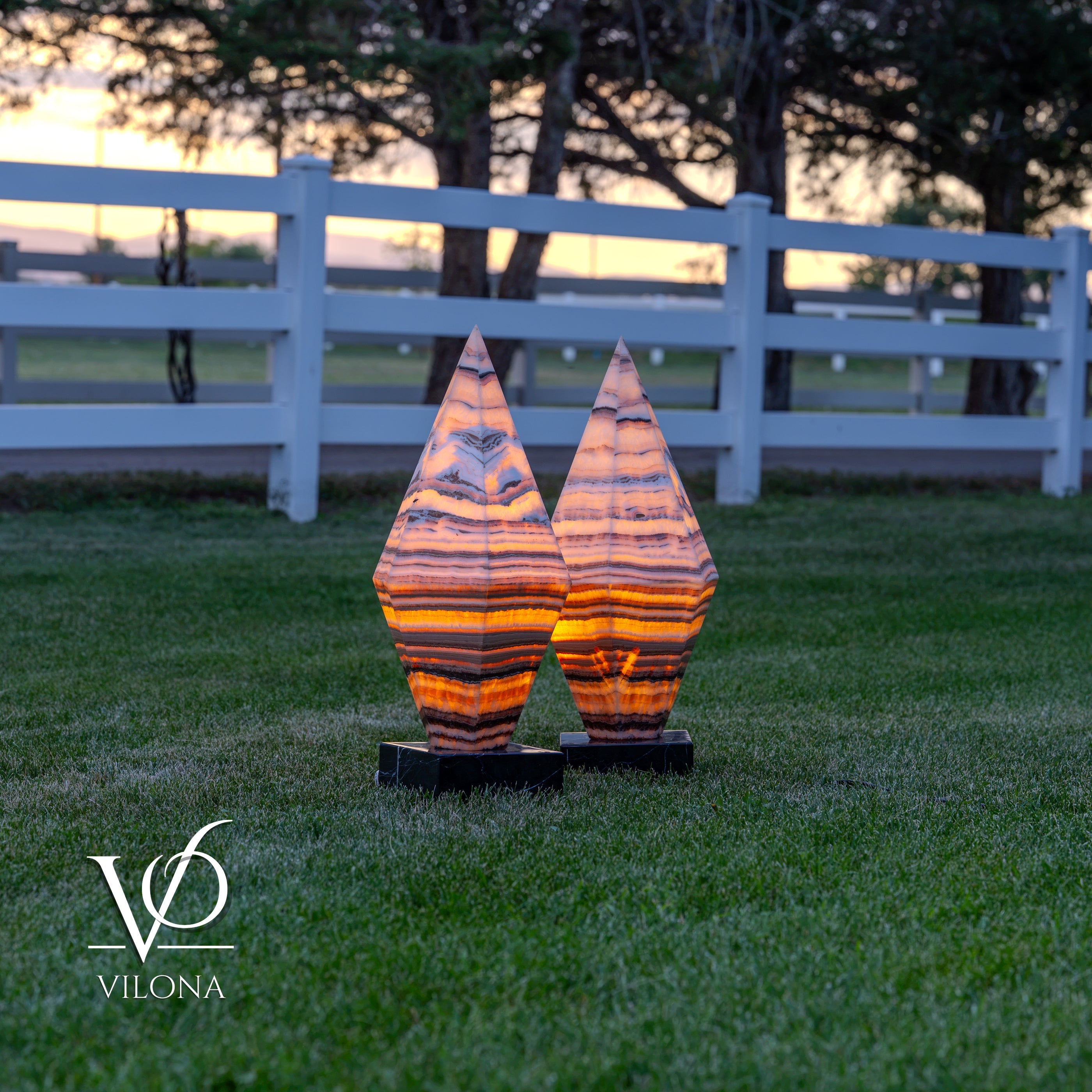 Sahara Onyx Bi-Pyramid Sculptural Lamp Pair – Natural Stone Lighting by Vilona Onyx - product image 17 for Resin Society