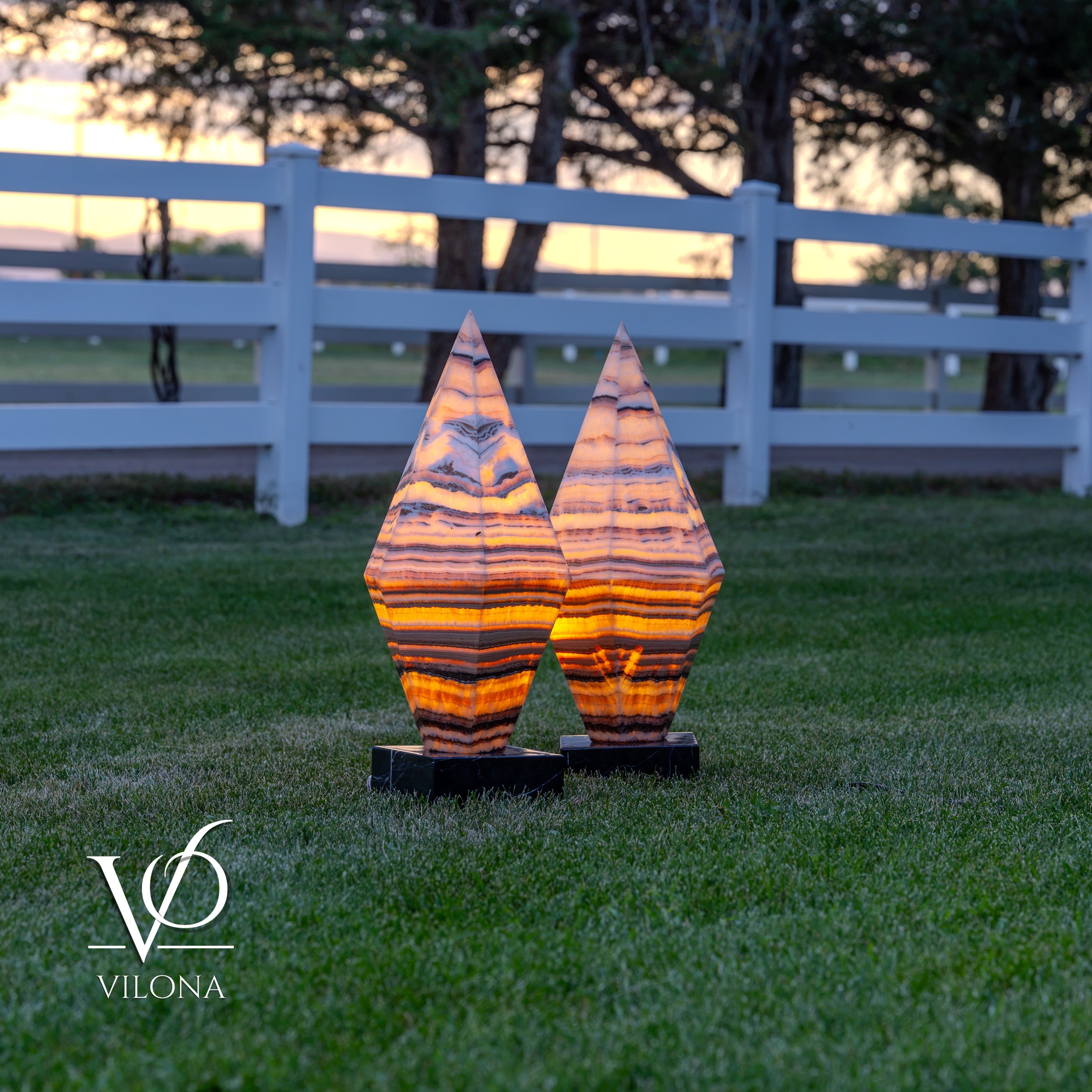 Sahara Onyx Bi-Pyramid Sculptural Lamp Pair – Natural Stone Lighting by Vilona Onyx - product image 19 for Resin Society
