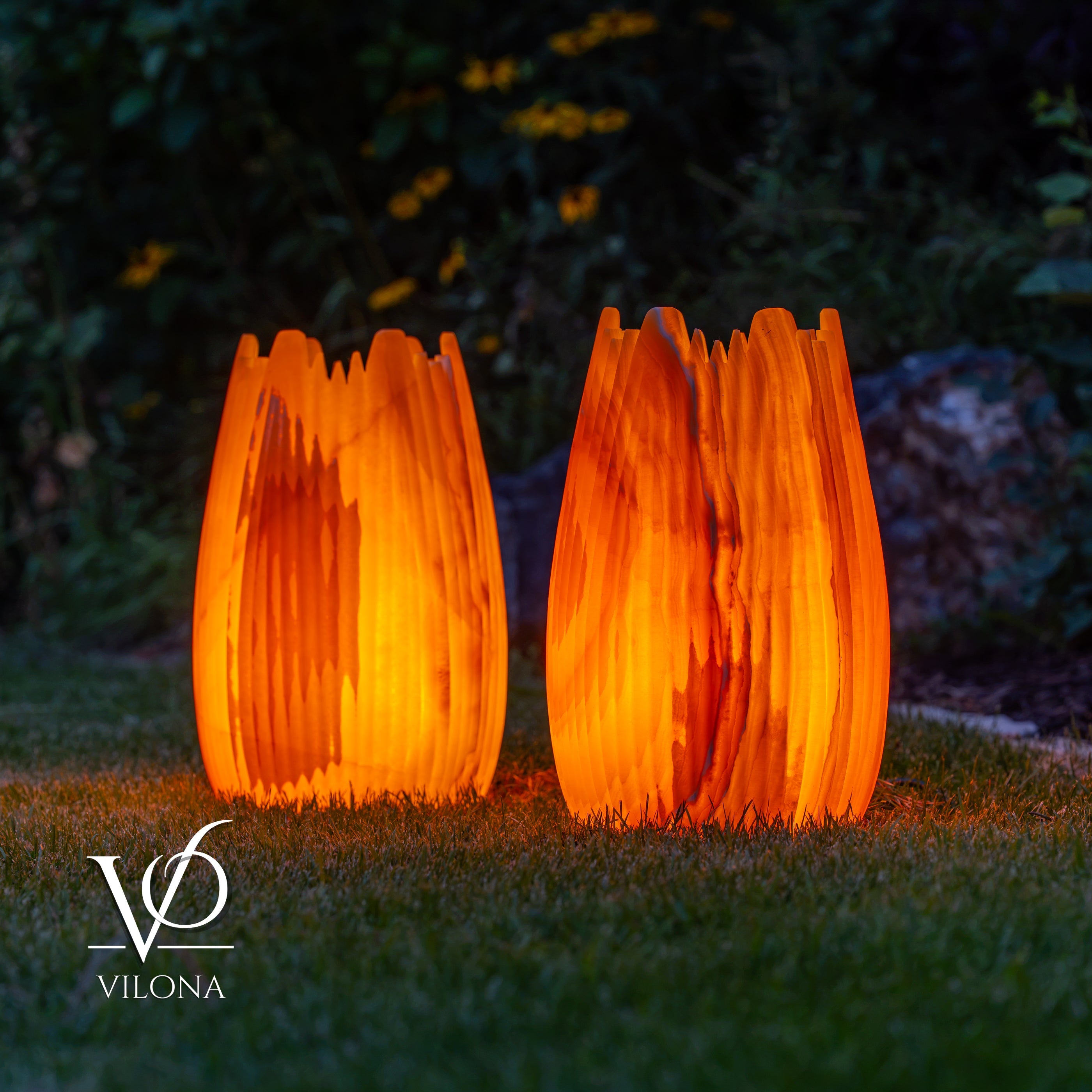 Miami Sunset Onyx Crown Lamps - Sculptural Natural Stone Pair by Vilona Onyx - product image 14 for Resin Society