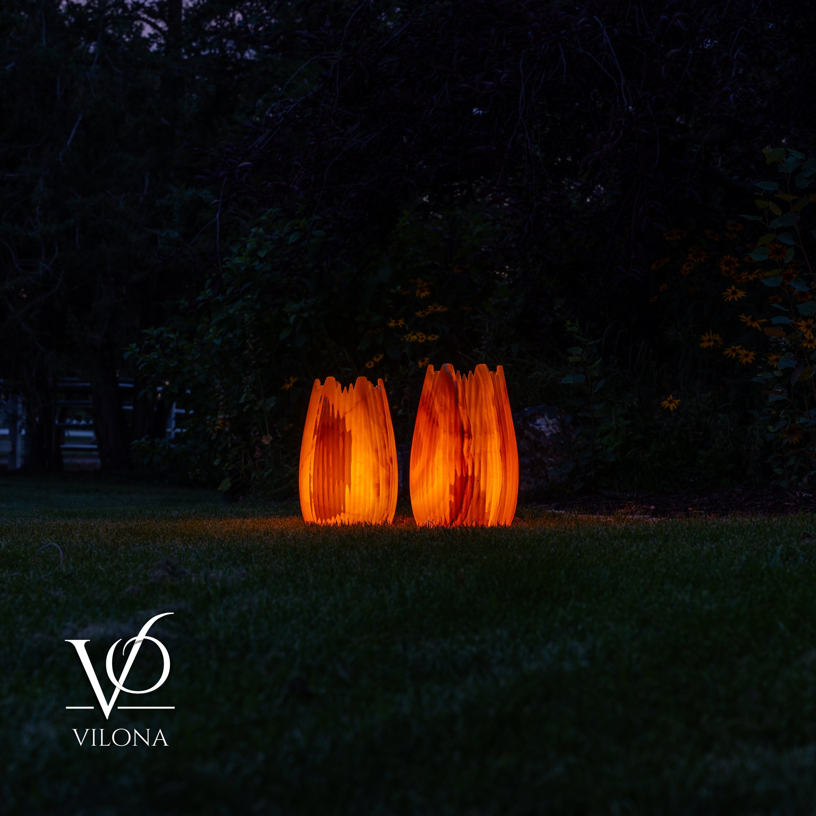 Miami Sunset Onyx Crown Lamps - Sculptural Natural Stone Pair by Vilona Onyx - product image 7 for Resin Society