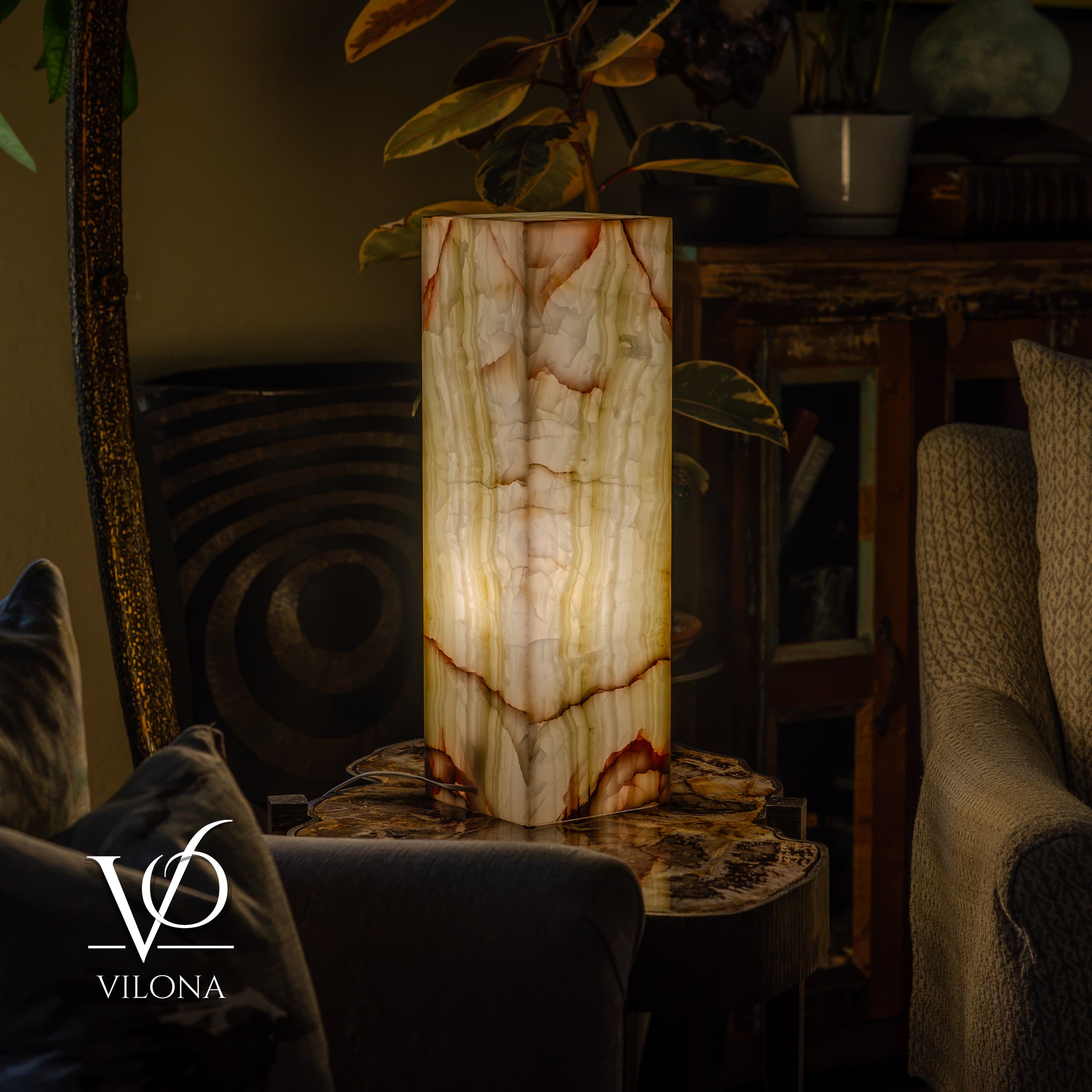 Bamboo Onyx Table Lamp – Light Edition #1 – 19.75" Tall × 6" Wide by Vilona Onyx - product image 5 for Resin Society
