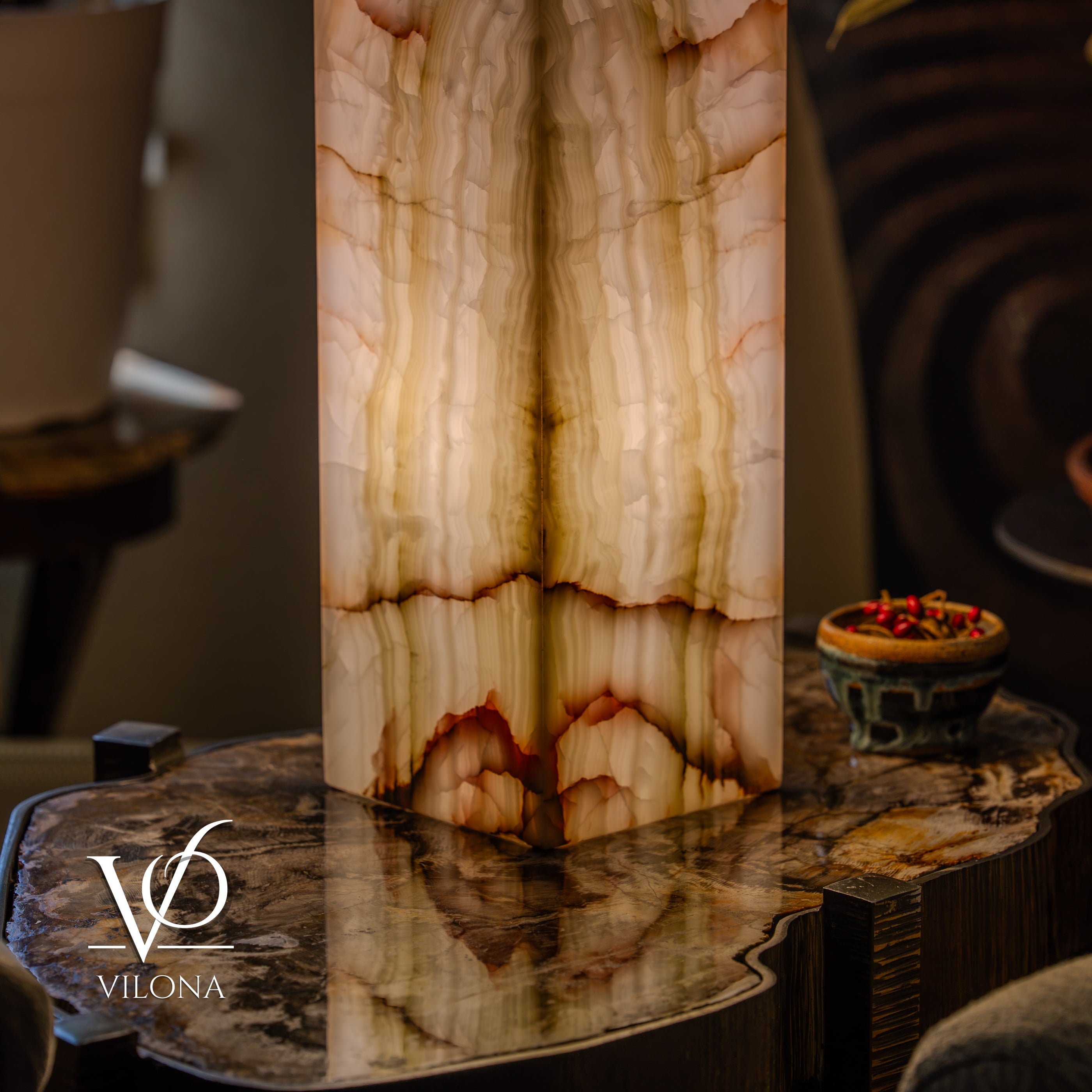 Bamboo Onyx Table Lamp – Light Edition #1 – 19.75" Tall × 6" Wide by Vilona Onyx - product image 10 for Resin Society