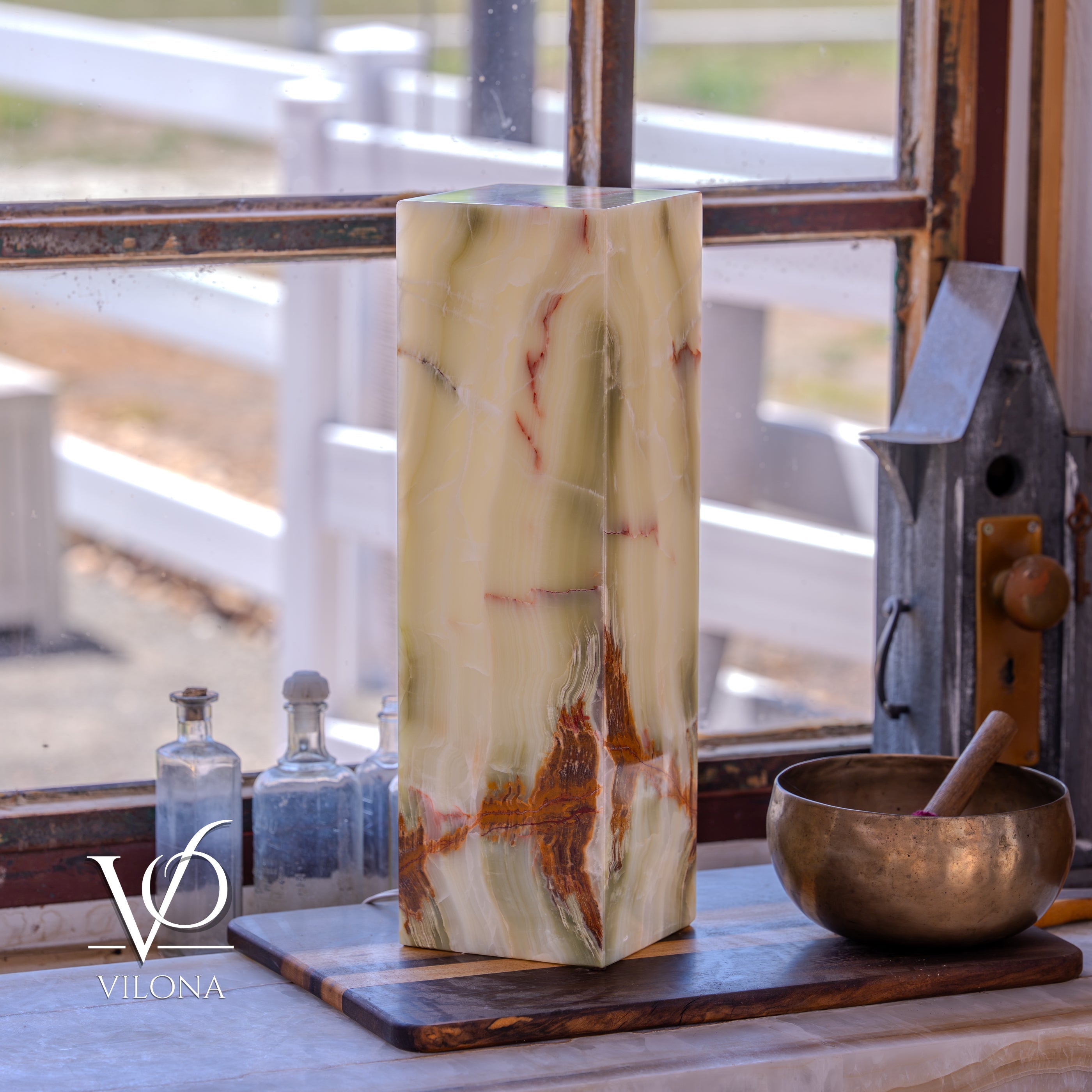 Bamboo Onyx Table Lamp – Dark Edition #1 – 19.75" Tall × 6" Wide by Vilona Onyx - product image 2 for Resin Society