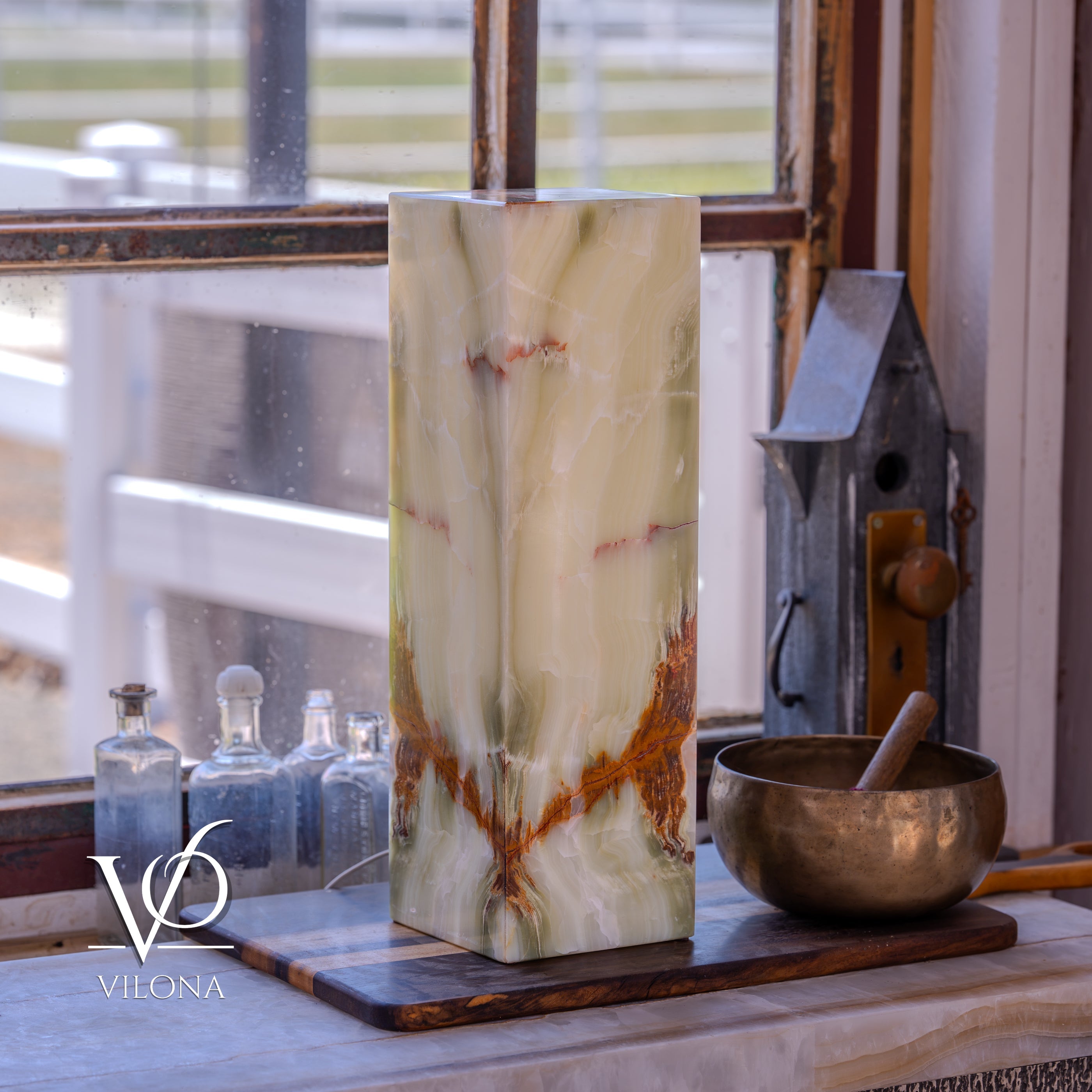 Bamboo Onyx Table Lamp – Dark Edition #1 – 19.75" Tall × 6" Wide by Vilona Onyx - product image 12 for Resin Society