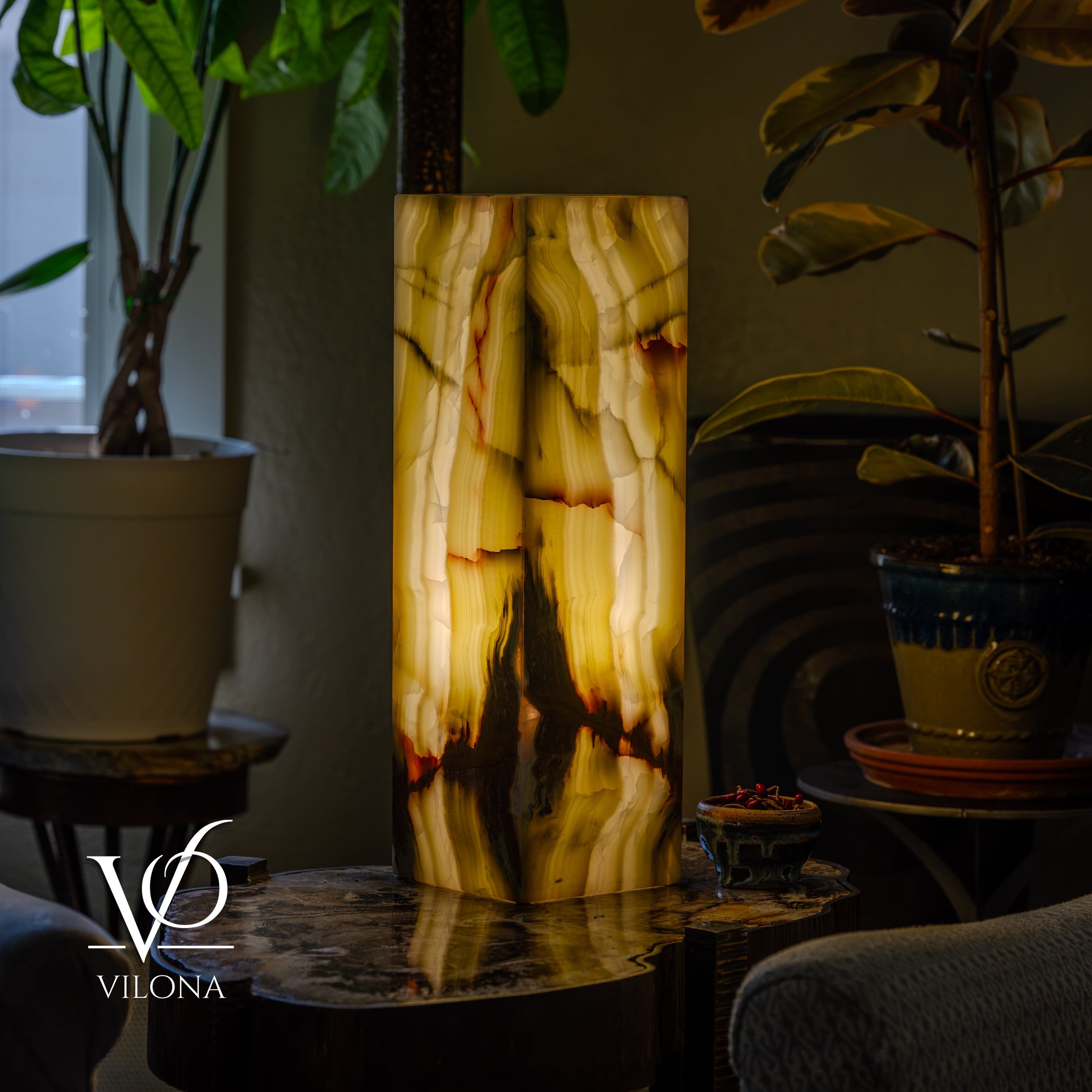 Bamboo Onyx Table Lamp – Dark Edition #1 – 19.75" Tall × 6" Wide by Vilona Onyx - product image 6 for Resin Society