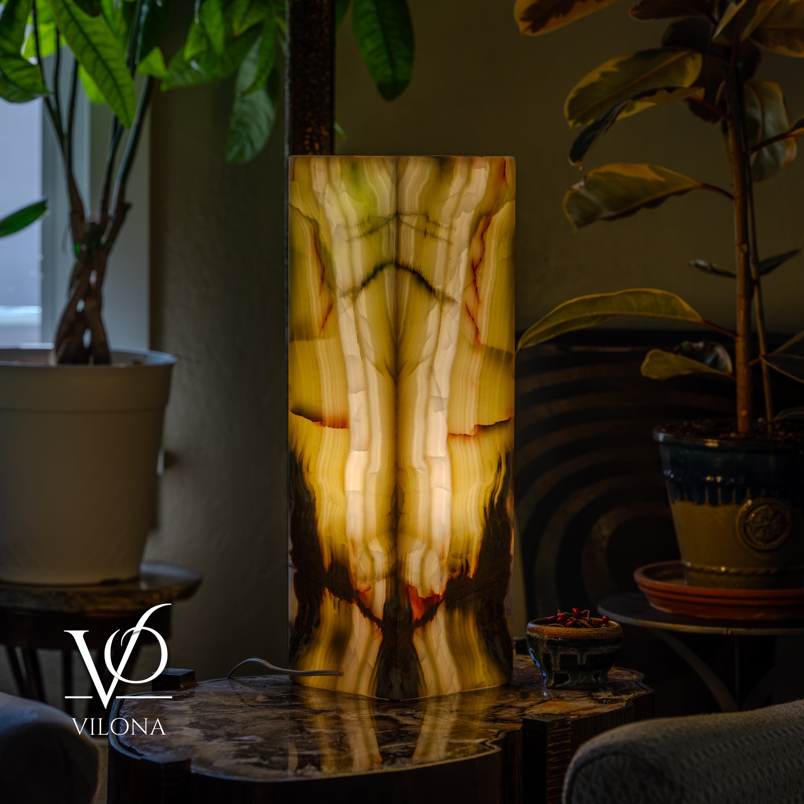 Bamboo Onyx Table Lamp – Dark Edition #1 – 19.75" Tall × 6" Wide by Vilona Onyx - product image 5 for Resin Society