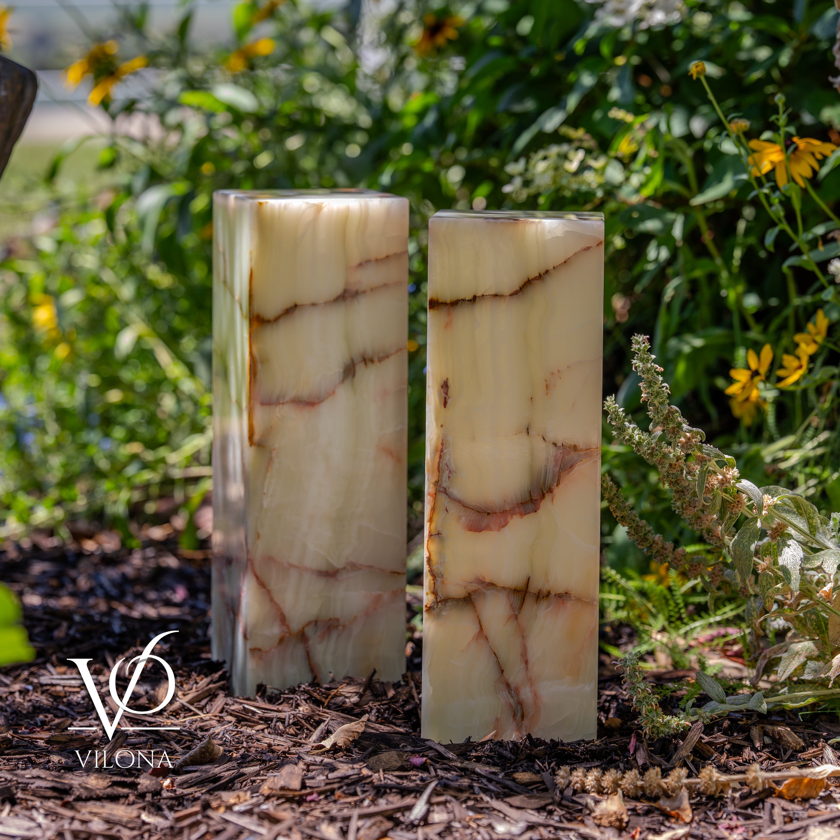 Bamboo Onyx Table Lamp Pair – Light Edition #2 – 19.75" Tall × 6" Wide by Vilona Onyx - product image 9 for Resin Society