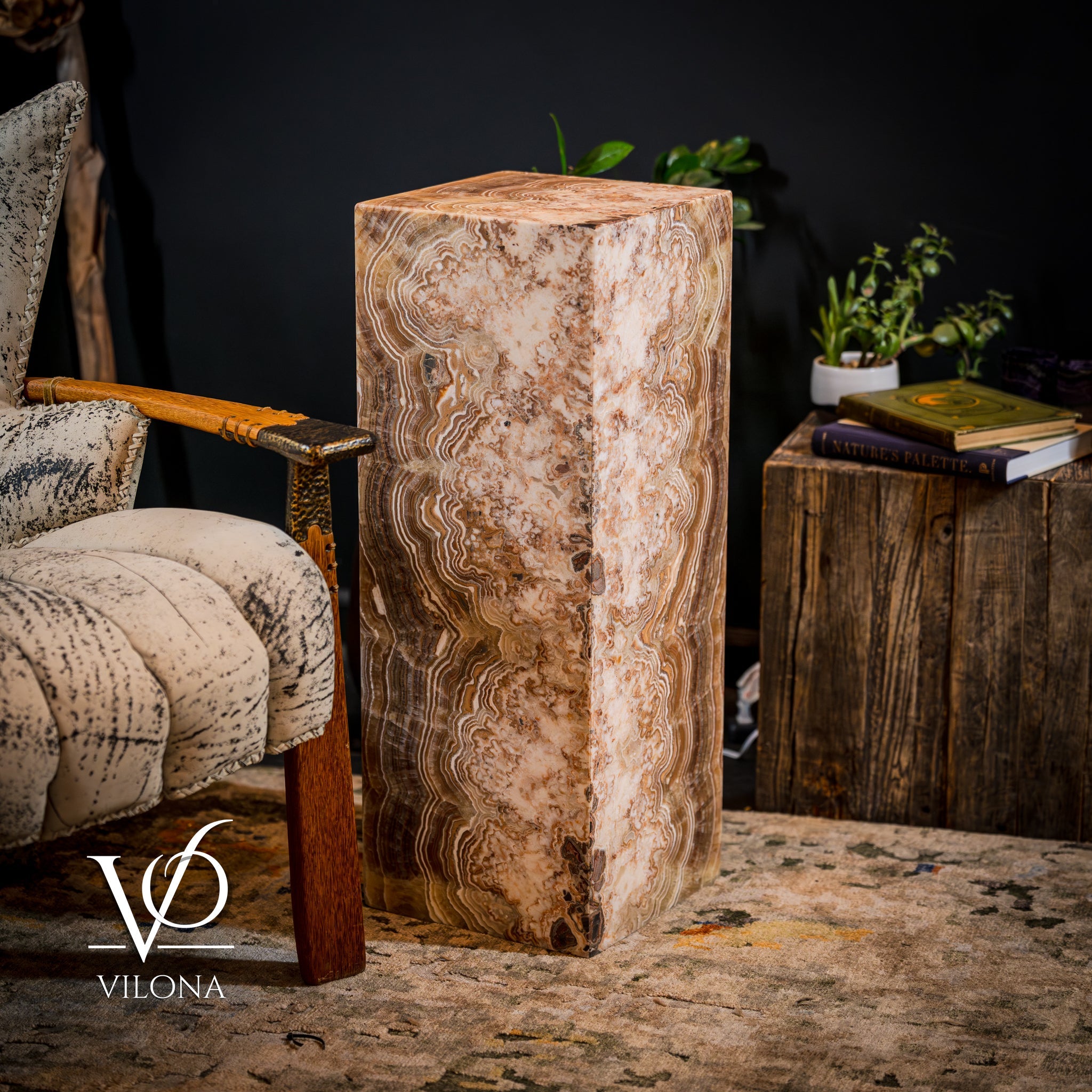 Honeycomb Onyx Floor Lamp -Exotic - Small - 32” H x 12"W - Square - #2 by Vilona Onyx - product image 14 for Resin Society