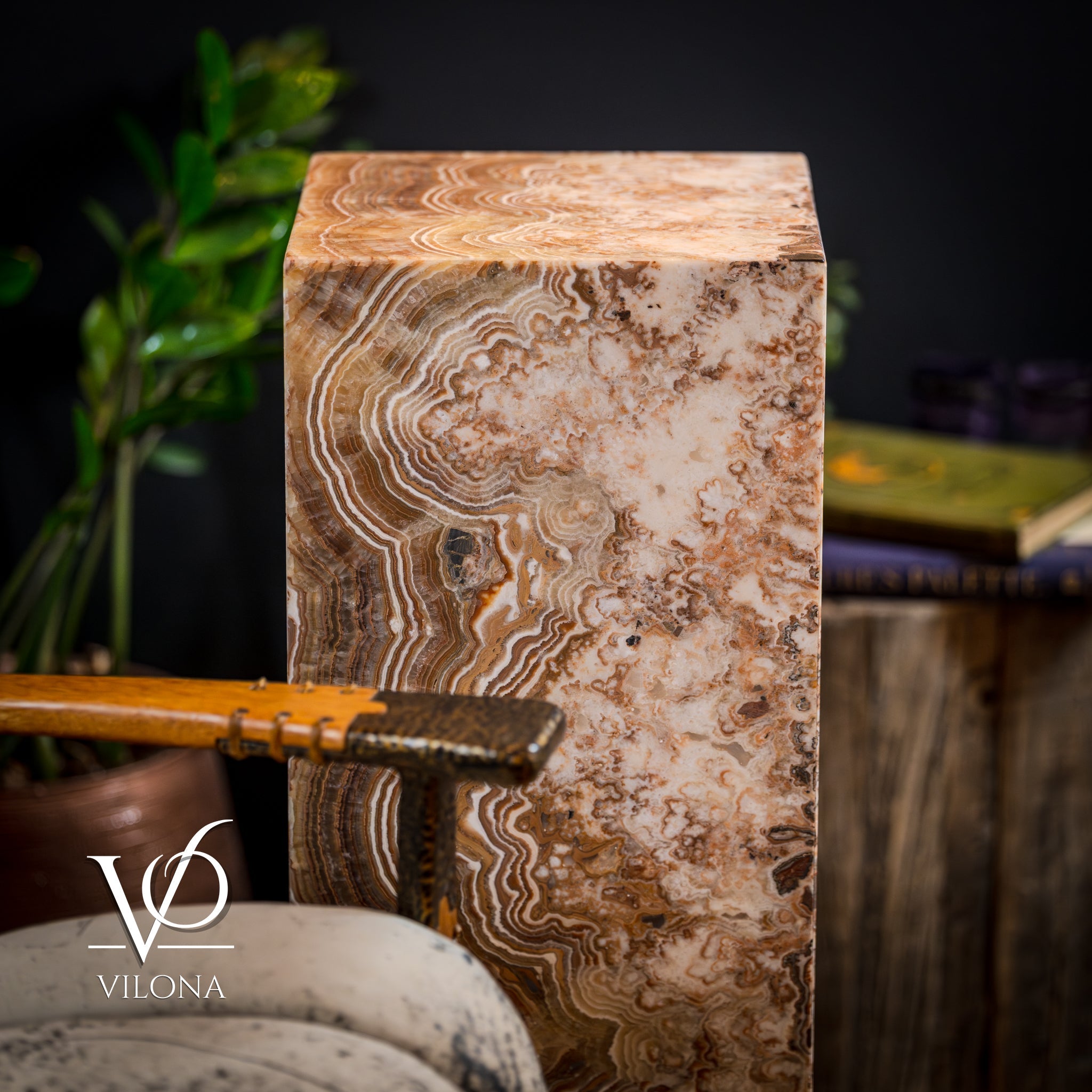 Honeycomb Onyx Floor Lamp -Exotic - Small - 32” H x 12"W - Square - #2 by Vilona Onyx - product image 4 for Resin Society