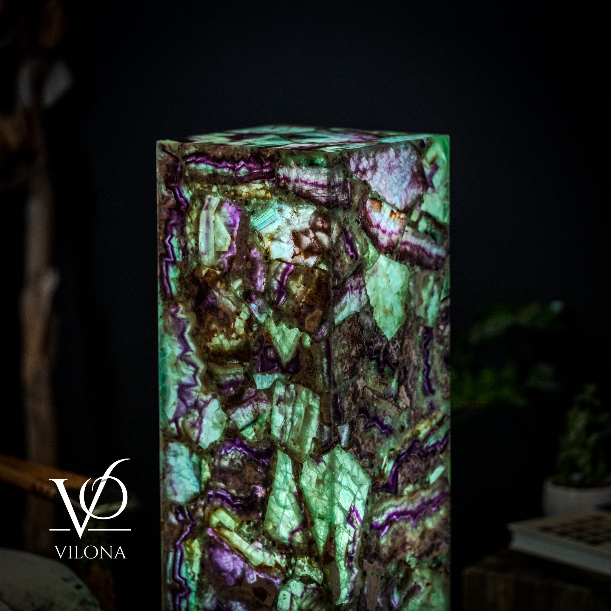 Fluorite Floor Lamp - Medium - 43.5"H x 10"W - Square - #10 by Vilona Onyx - product image 4 for Resin Society