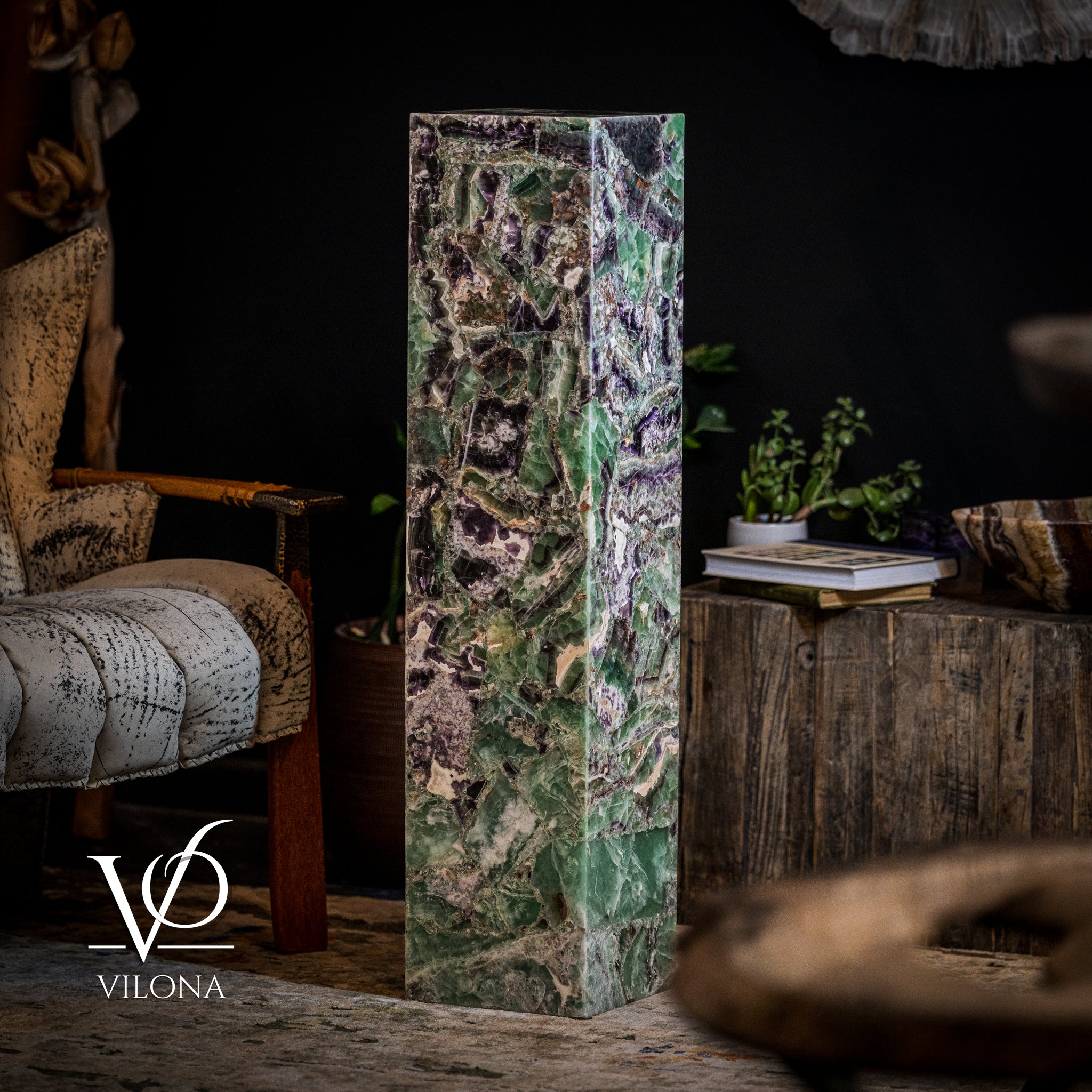Fluorite Floor Lamp - Medium - 43.5"H x 10"W - Square - #10 by Vilona Onyx - product image 9 for Resin Society