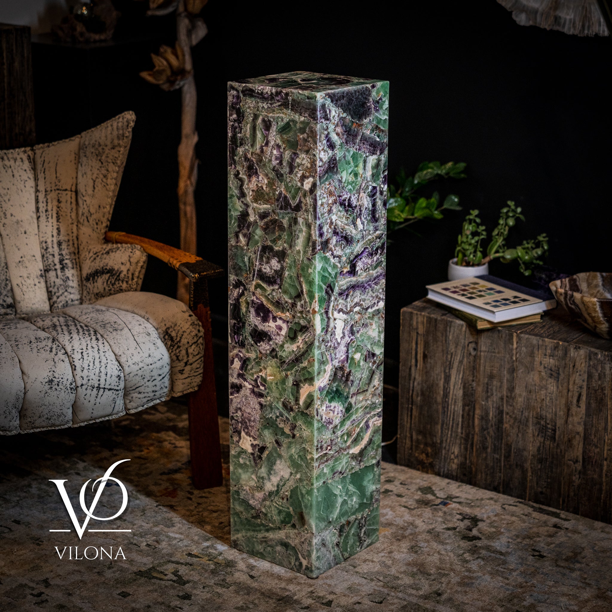 Fluorite Floor Lamp - Medium - 43.5"H x 10"W - Square - #10 by Vilona Onyx - product image 10 for Resin Society
