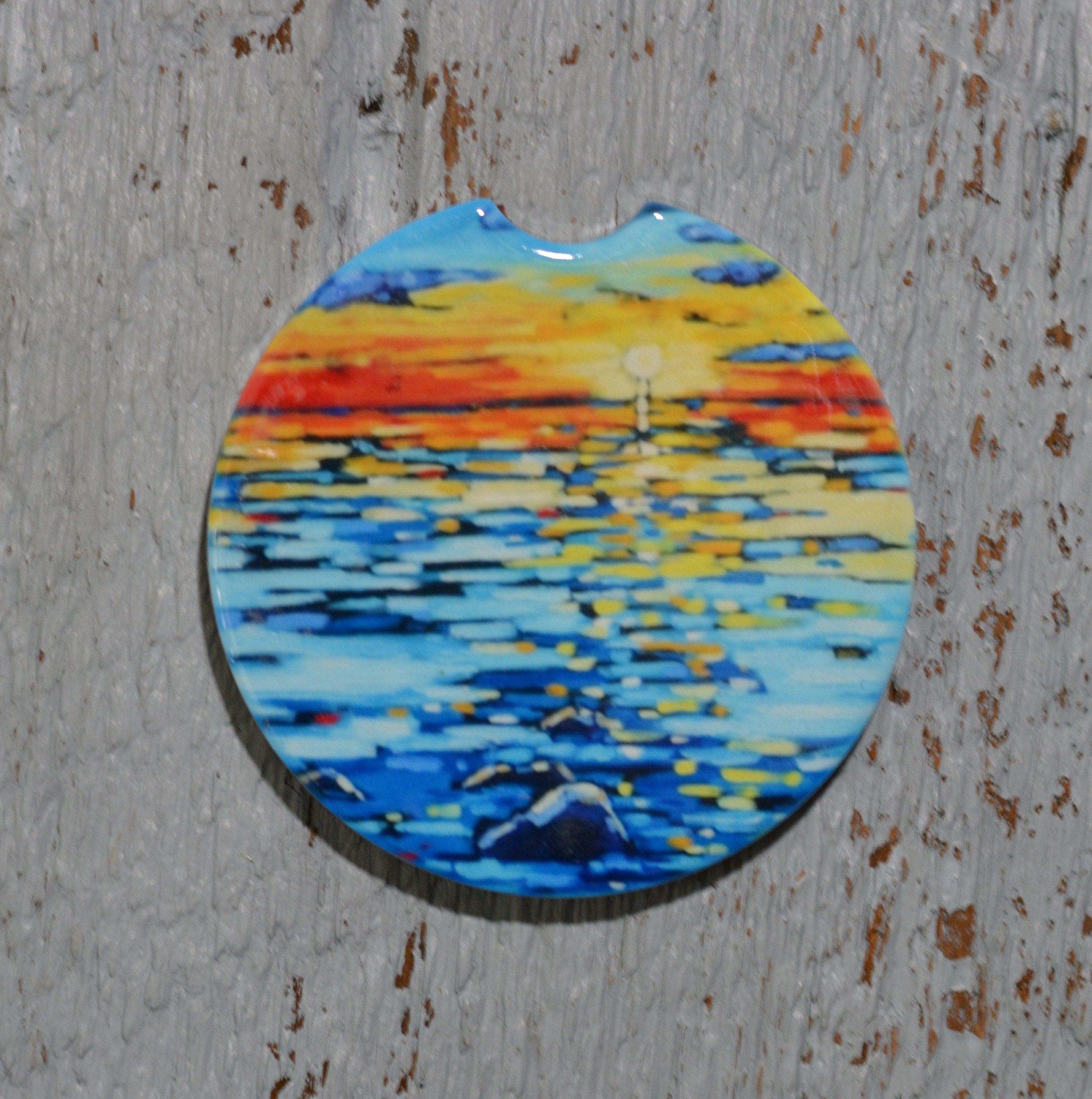 Car Coaster: Summer Sunset. Artist Christi Dreese by Dreese Fine Art - Resin Society