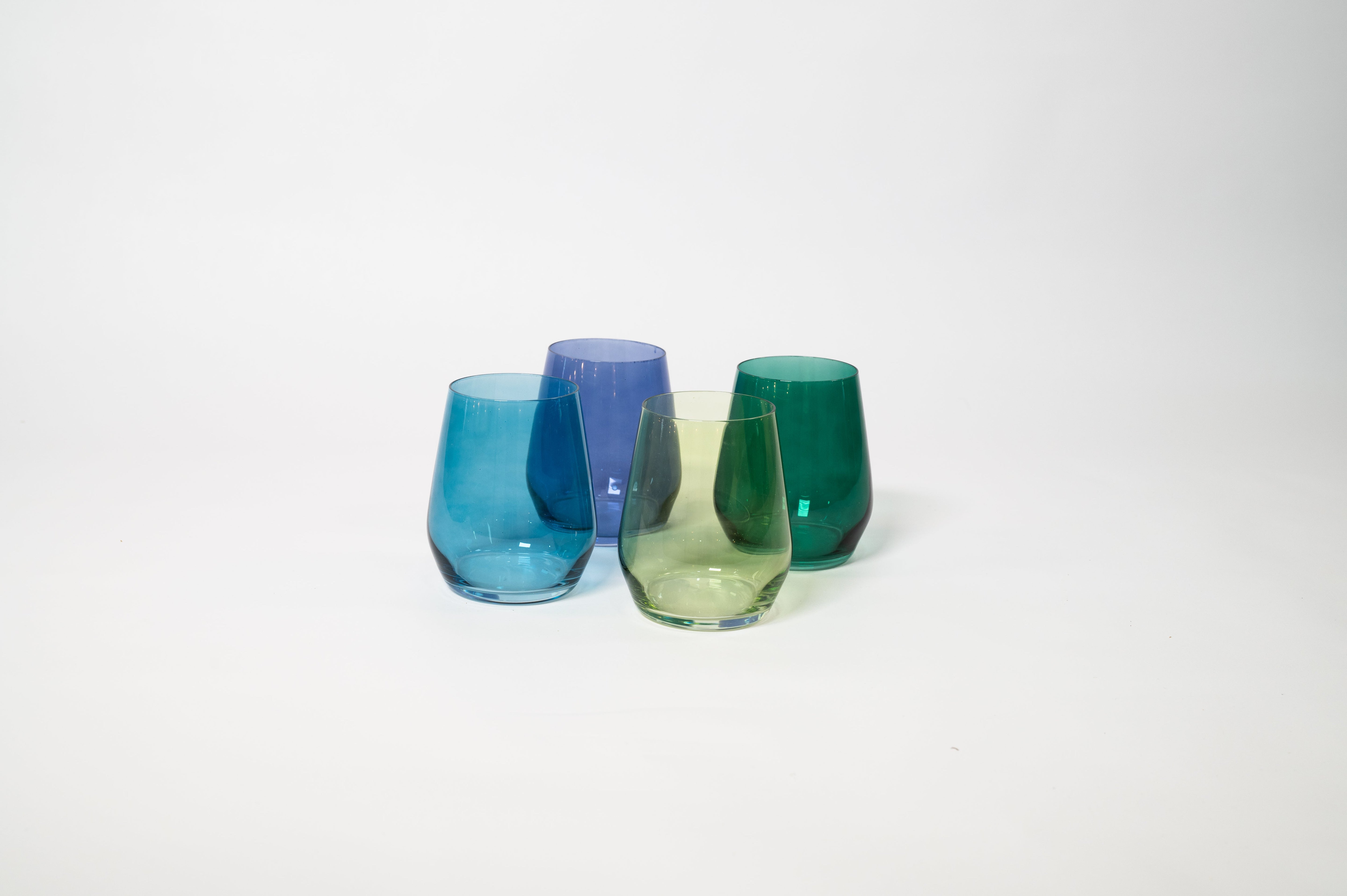 Northern Lights Collection - Stemless Set of 4 Colored Wine Glasses