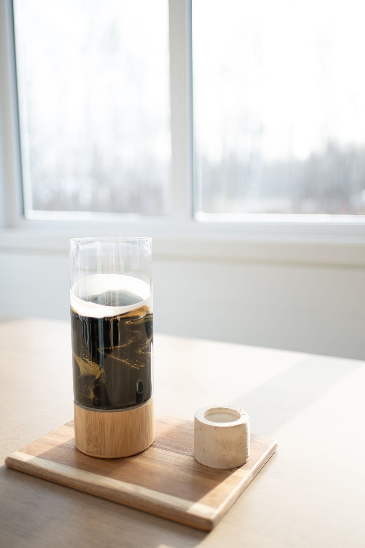 Resin Accented Vase with Bamboo Base