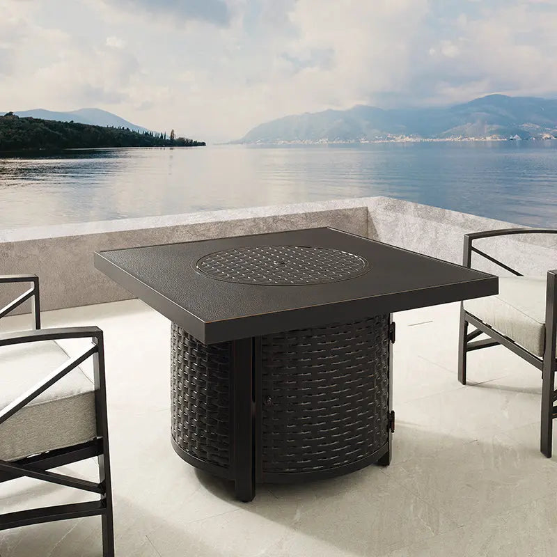 Dalton 40" Square Woven Aluminum Convertible Gas Fire Pit Table by Fire Sense/Balkene Home - product image 3 for Resin Society