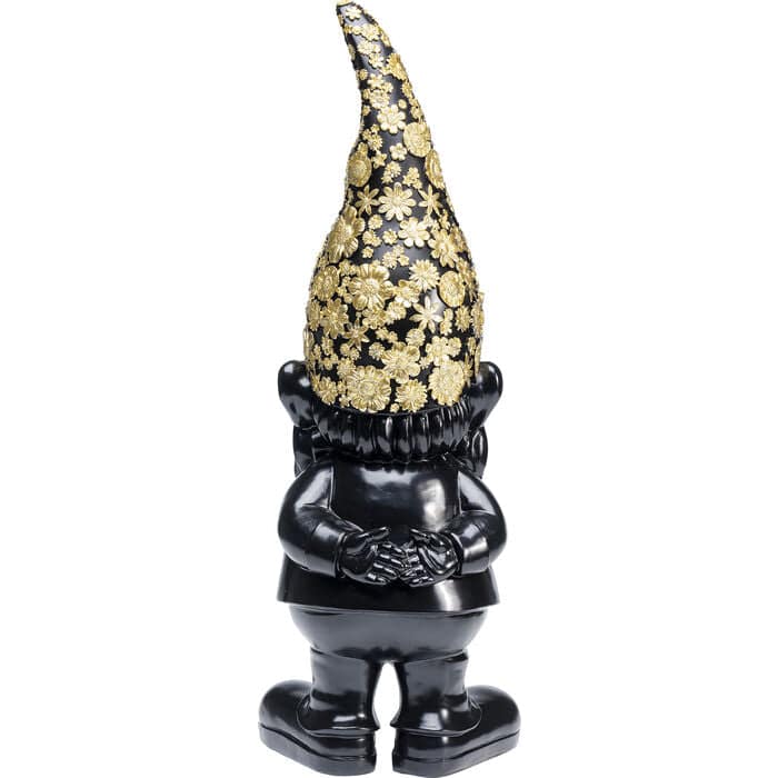 Deco Figurine Gnome Standing Black Gold 61cm