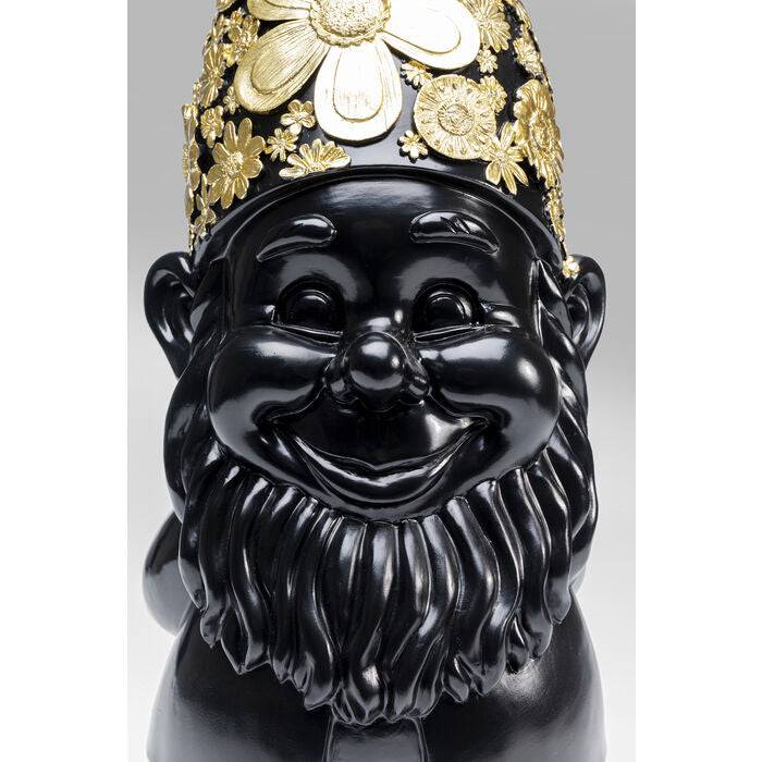 Deco Figurine Gnome Standing Black Gold 61cm