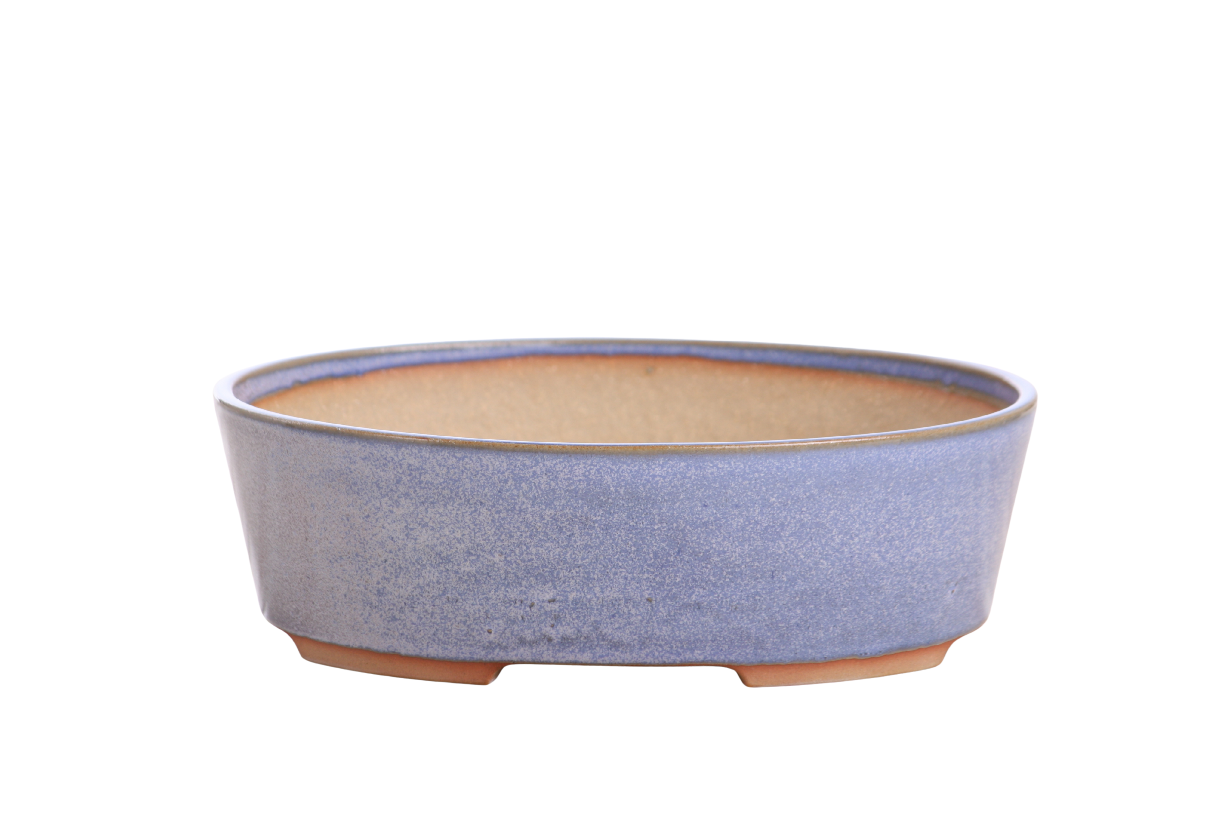 Willow Bonsai Ceramics Oval A 8 Inch Bonsai Pot in Denim, straight-sided oval ceramic planter with reactive glaze