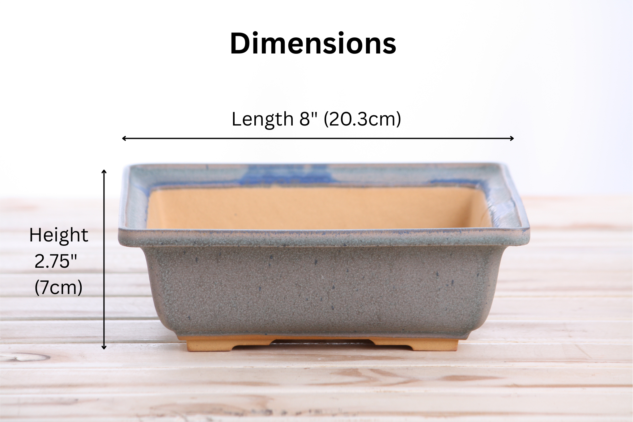 Willow Bonsai Ceramics Square Bonsai Pot 8 Inch – Ocean