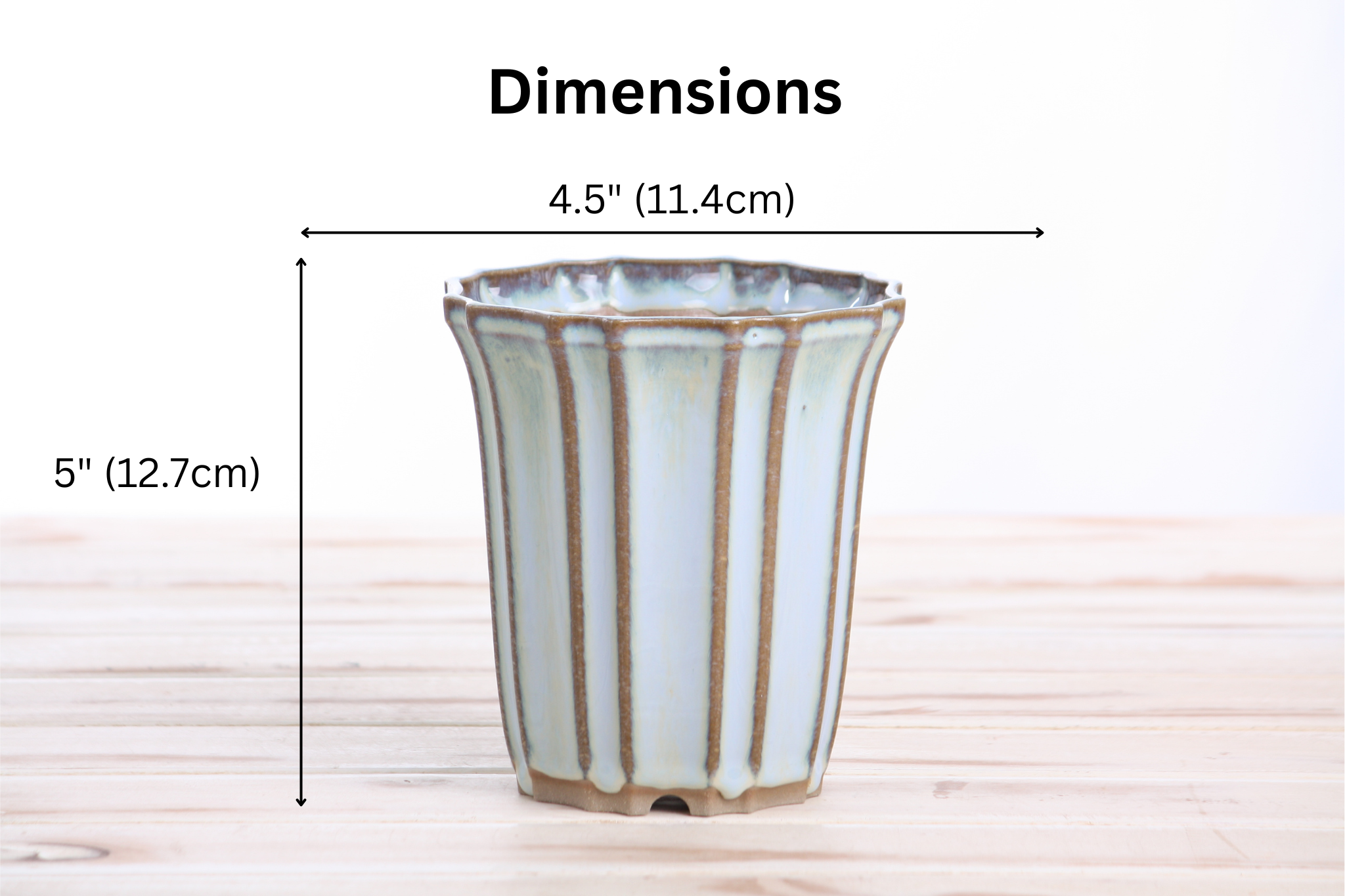 Willow Bonsai Ceramics Flower Design Cascade Bonsai Pot 4.5 Inch Glacier