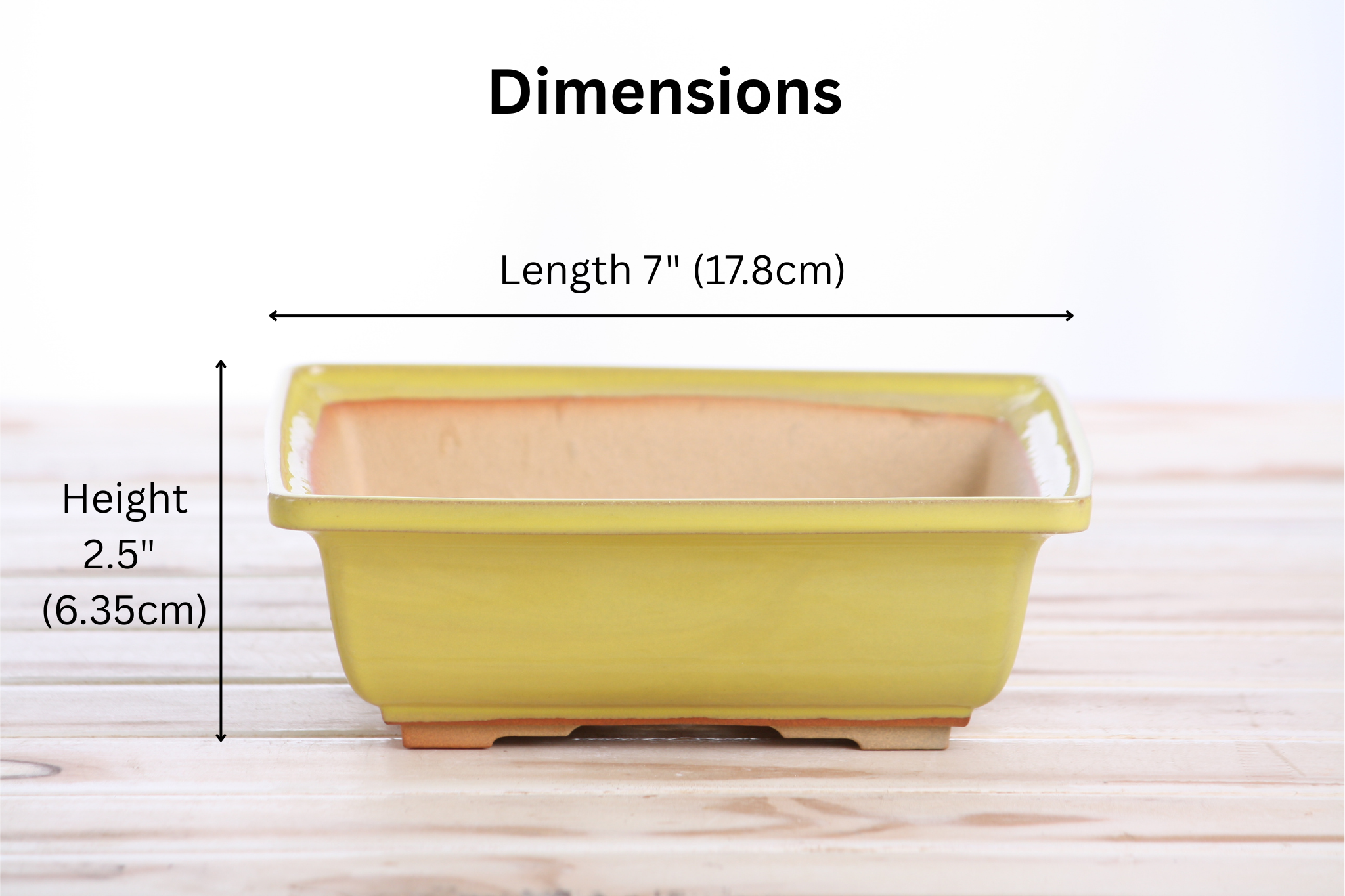 Willow Bonsai Ceramics Square Bonsai Pot 7 Inch – Yellow