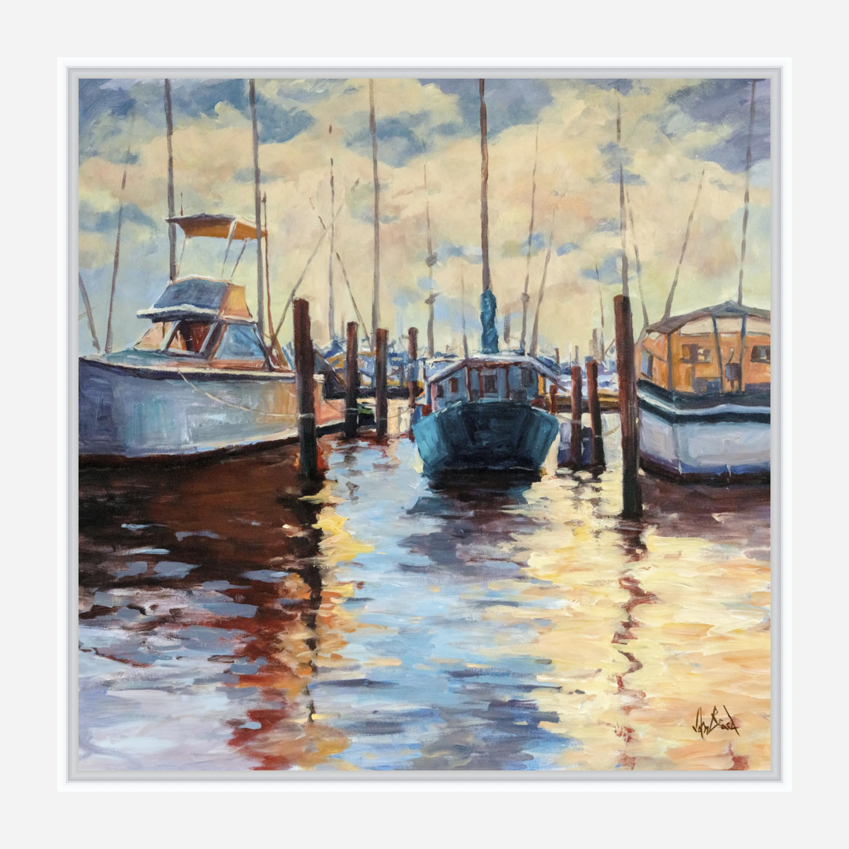 Docks at Sunset Artist Enhanced Canvas Print by John Beard Collection - product image 7 for Resin Society