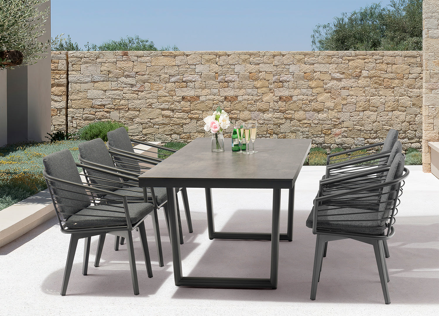 Doris Outdoor Dining Table detail image - Resin Society