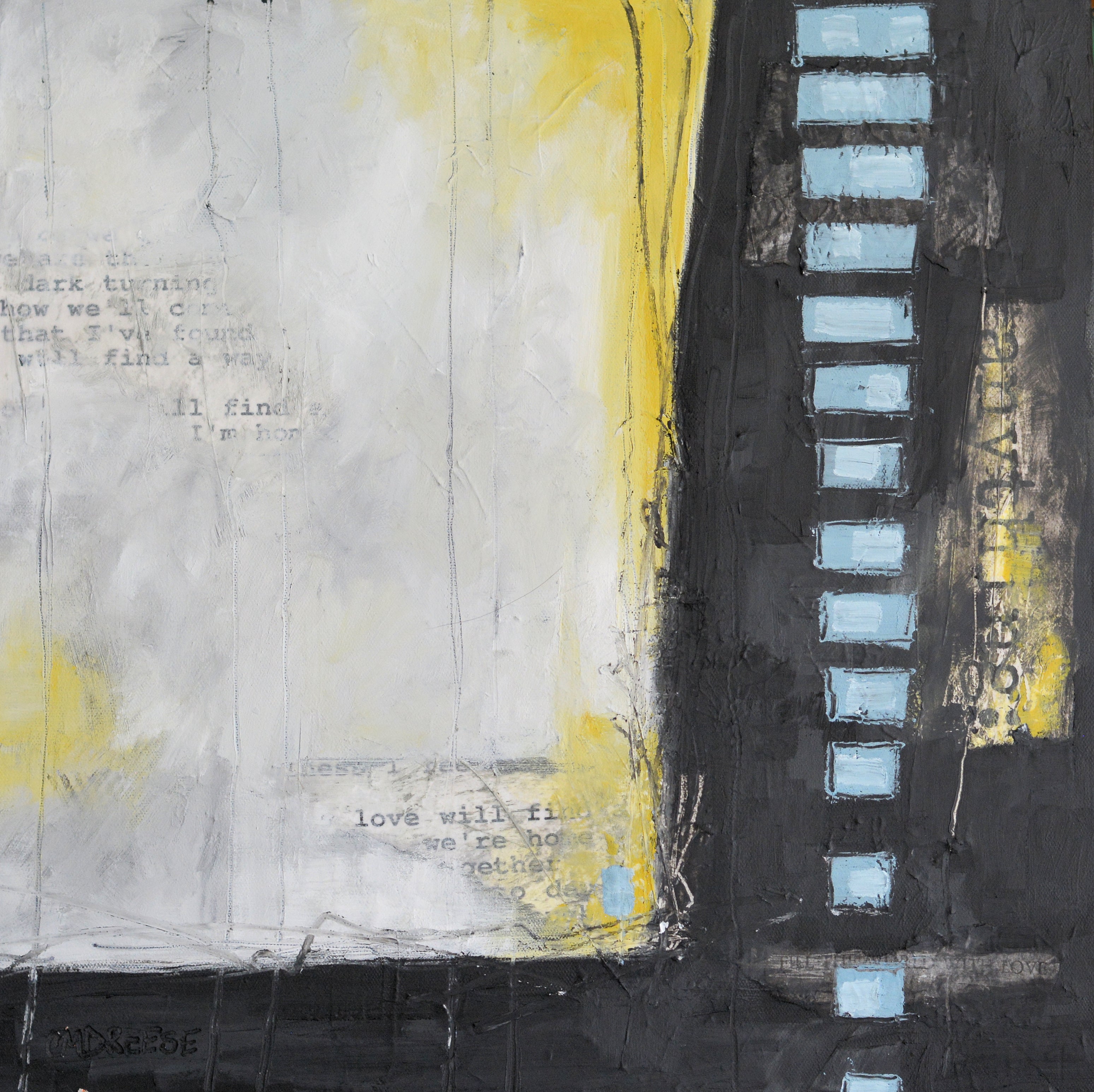 "Object III" Mixed Media: Oil, Cold Wax and Collage on Canvas.