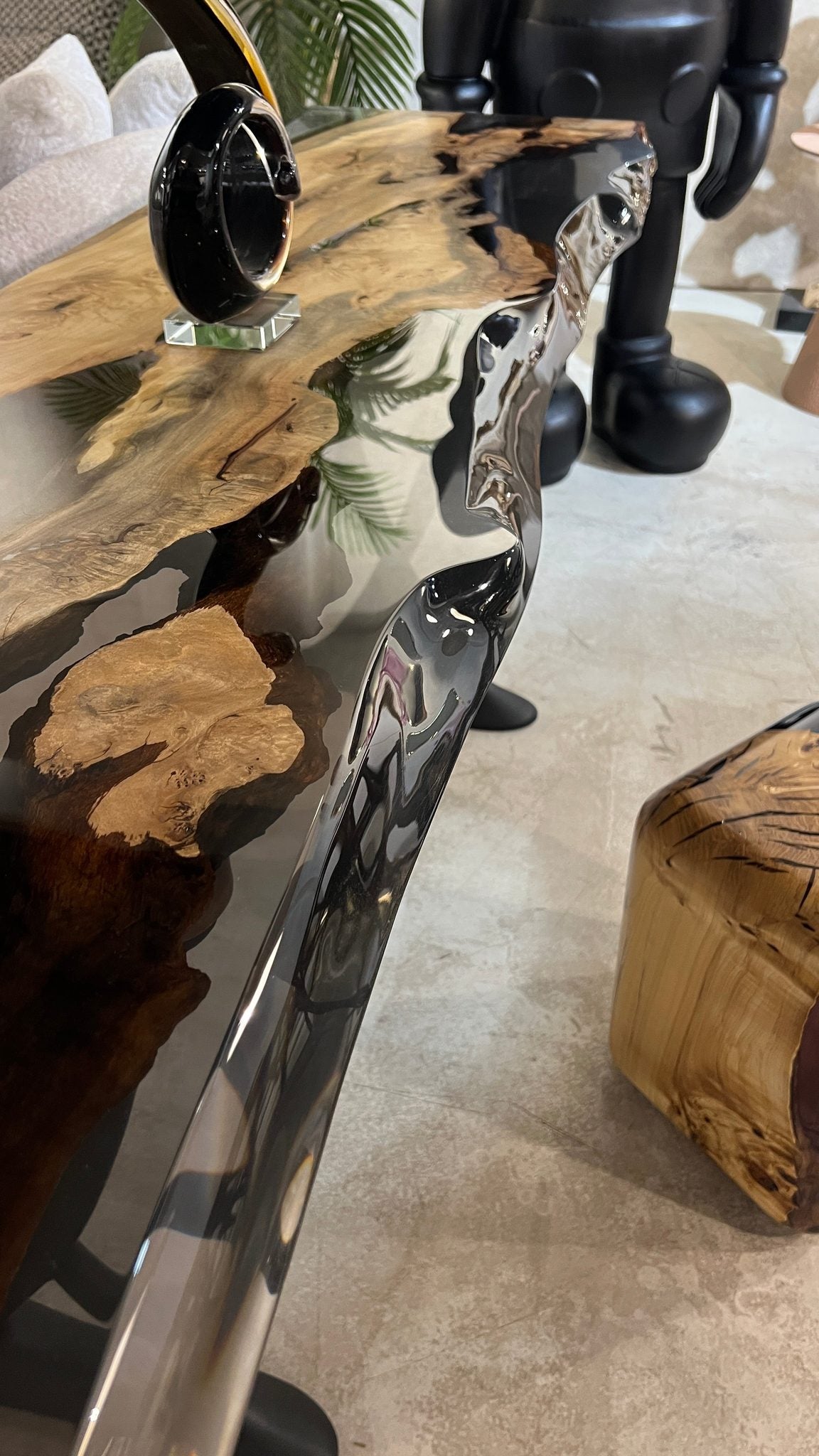 Resin Live Edge Console Table Made of Linden Wood by Gizz - product image 4 for Resin Society