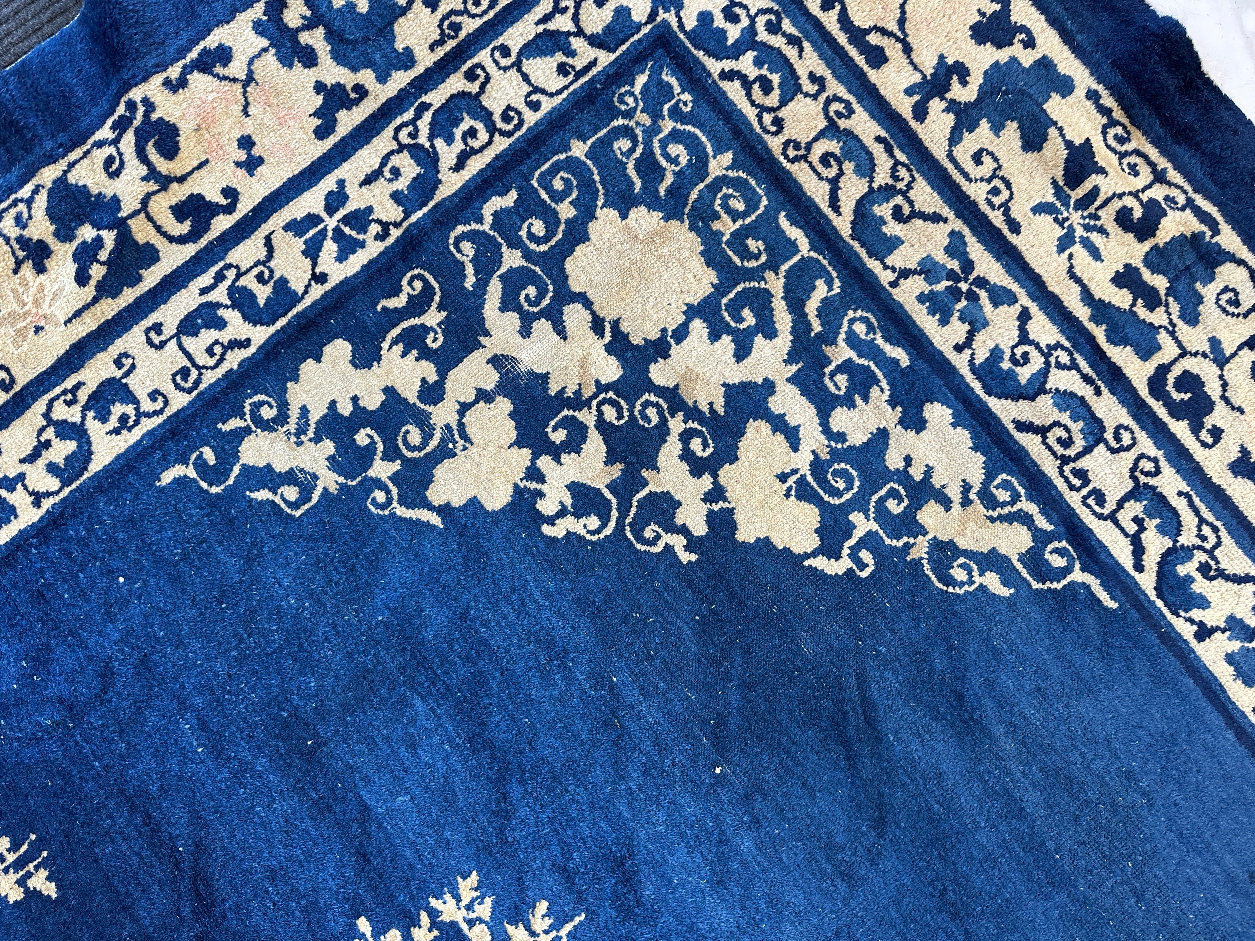 Hand-Knotted Antique Chinese Peking Wool Rug – 9’ x 11’5” – Distressed by Rugistan - product image 9 for Resin Society