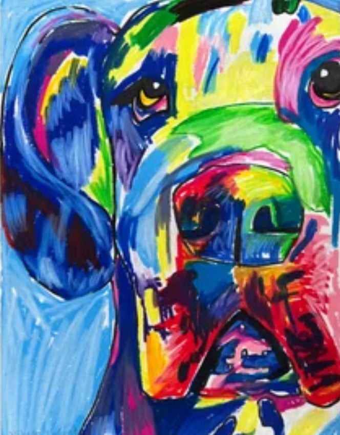 Colorful Great Dane - Art Prints by Vichy's Art - Resin Society