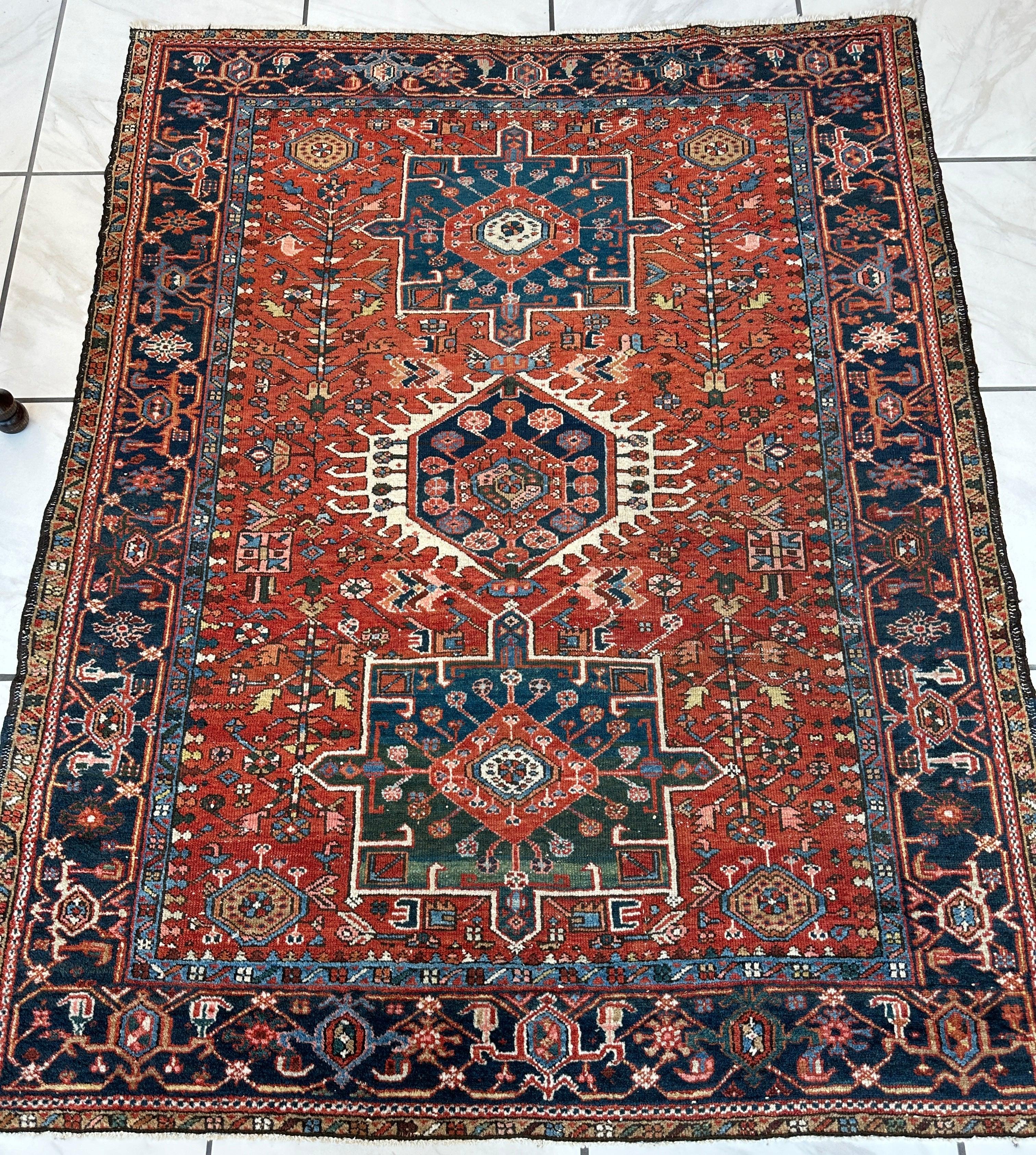 KARAJA Persian Antique Heriz Rug 4'9" x 6' by Rugistan - product image 12 for Resin Society