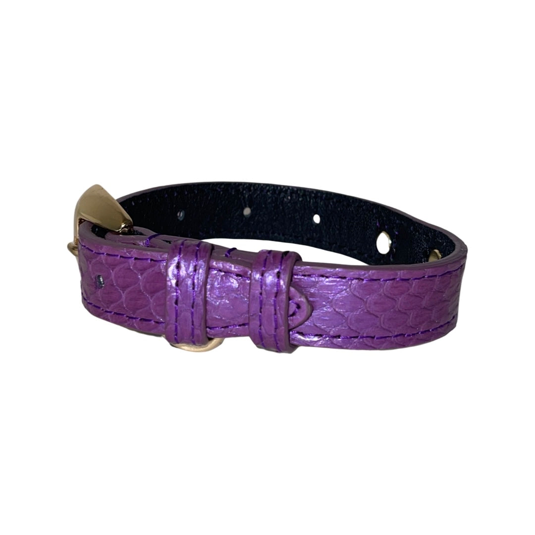 XS/S 7”-14” Iridescent Purple Custom Snake Collar with Custom Gold Italian Hardware