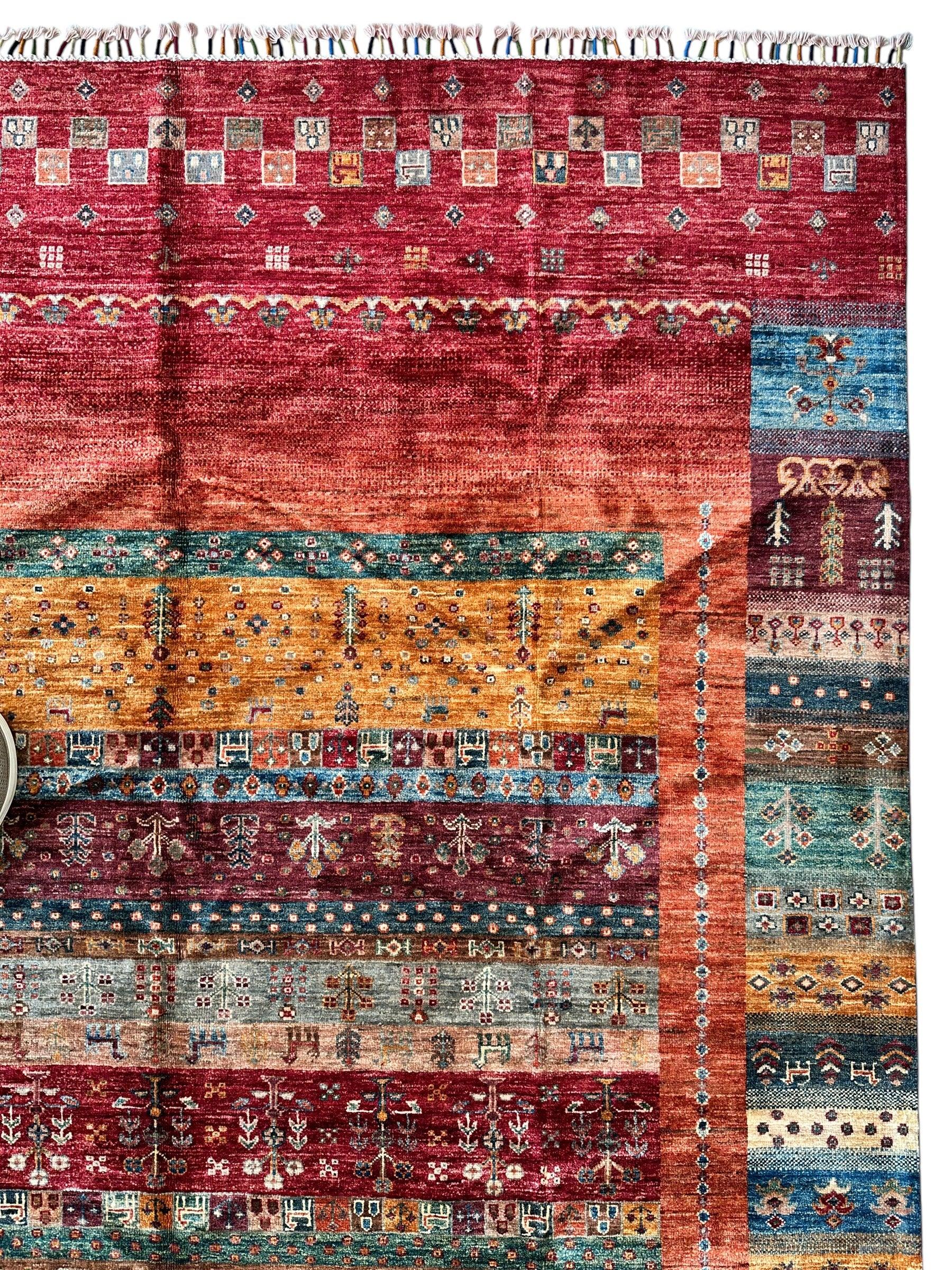 Afghani Khorjin Wool Rug – 7' x 9'10" – Vibrant Geometric & Tribal by Rugistan - product image 9 for Resin Society