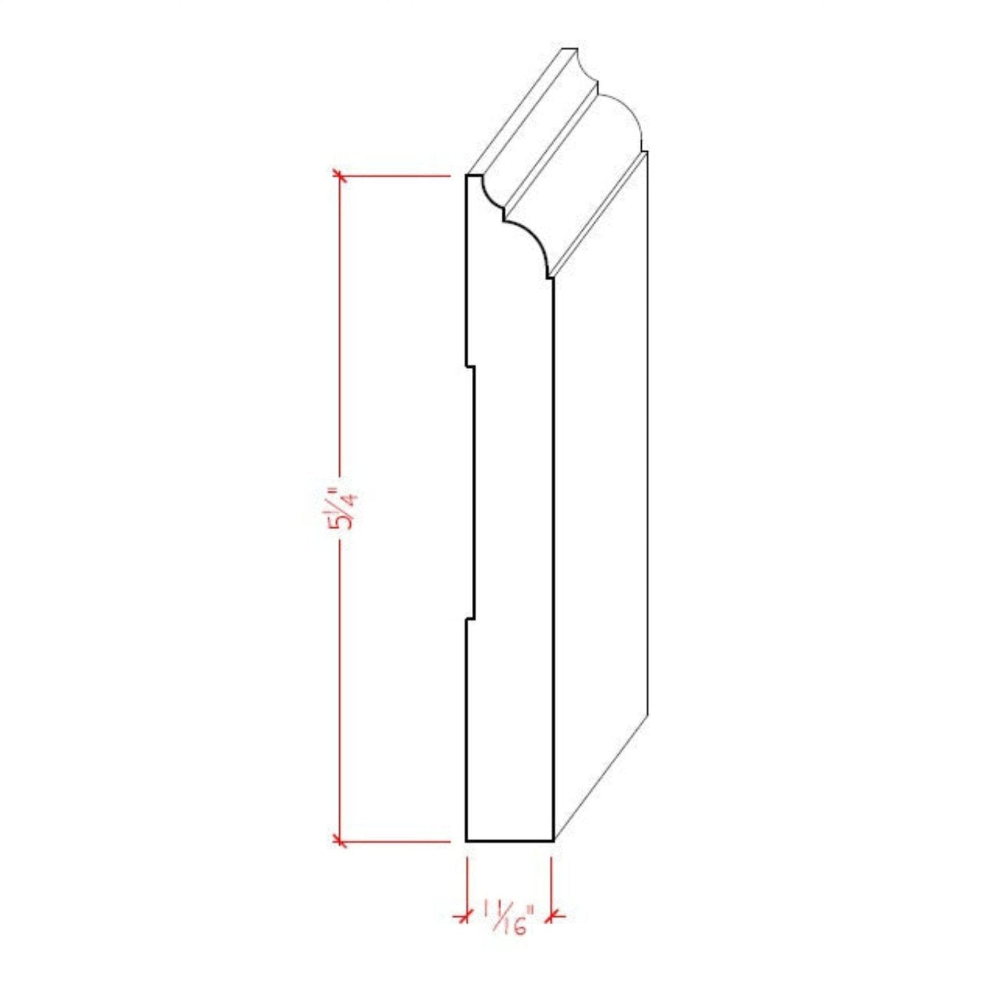 EWBB23 Nose & Cove Baseboard Moulding unfinished solid hardwood in various wood species
