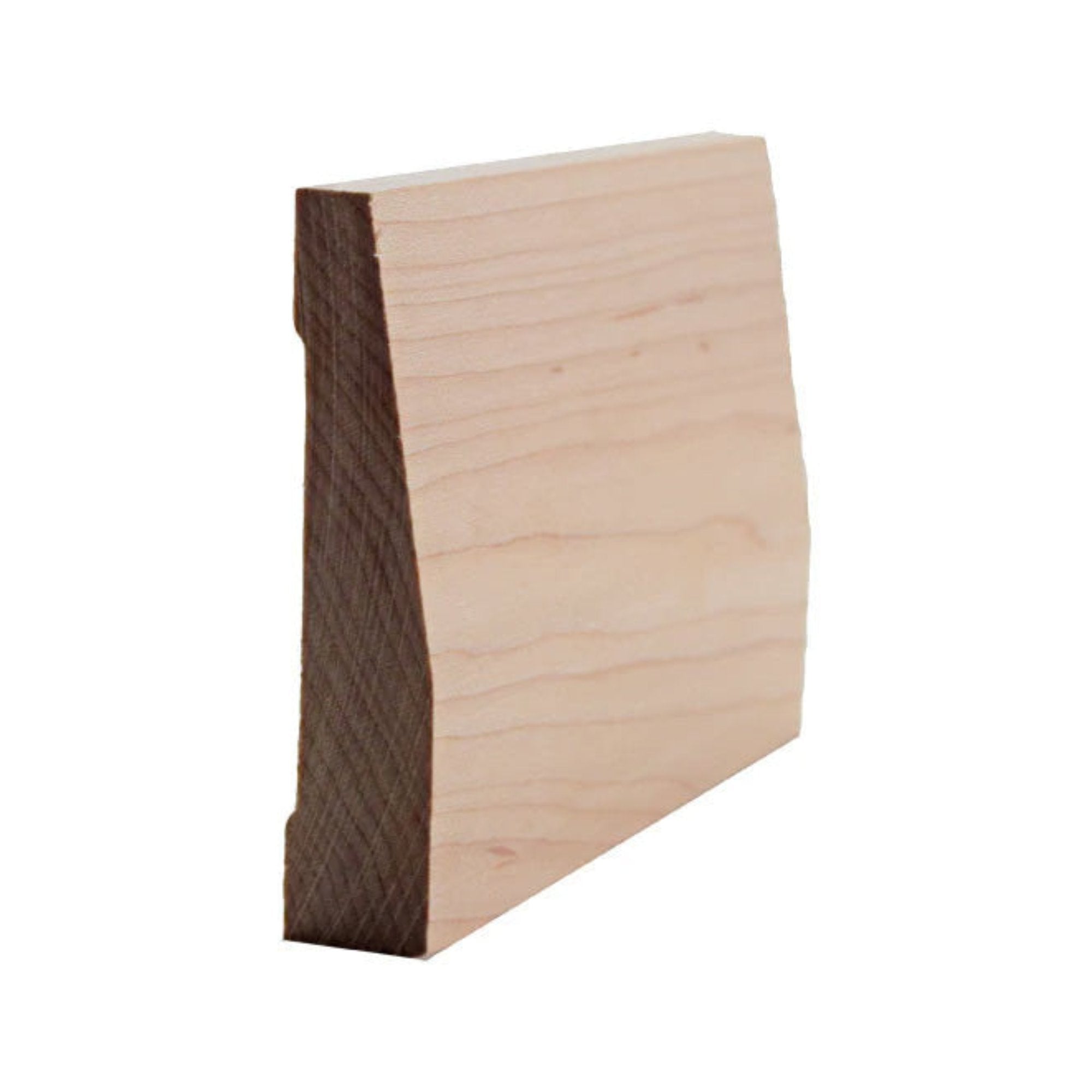 EWBB32 Beveled 3-1/2 inch tall x 3/4 inch thick unfinished hardwood baseboard moulding in various wood types