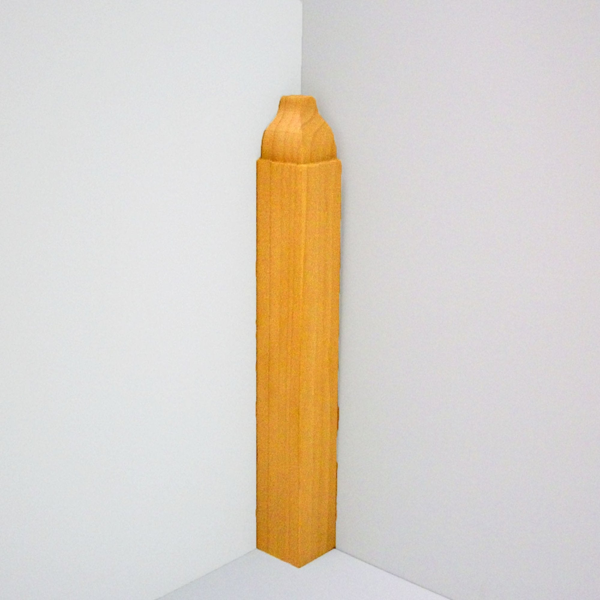 Unfinished solid hardwood inside corner block molding 7/8 inch square by 6-1/2 inches tall