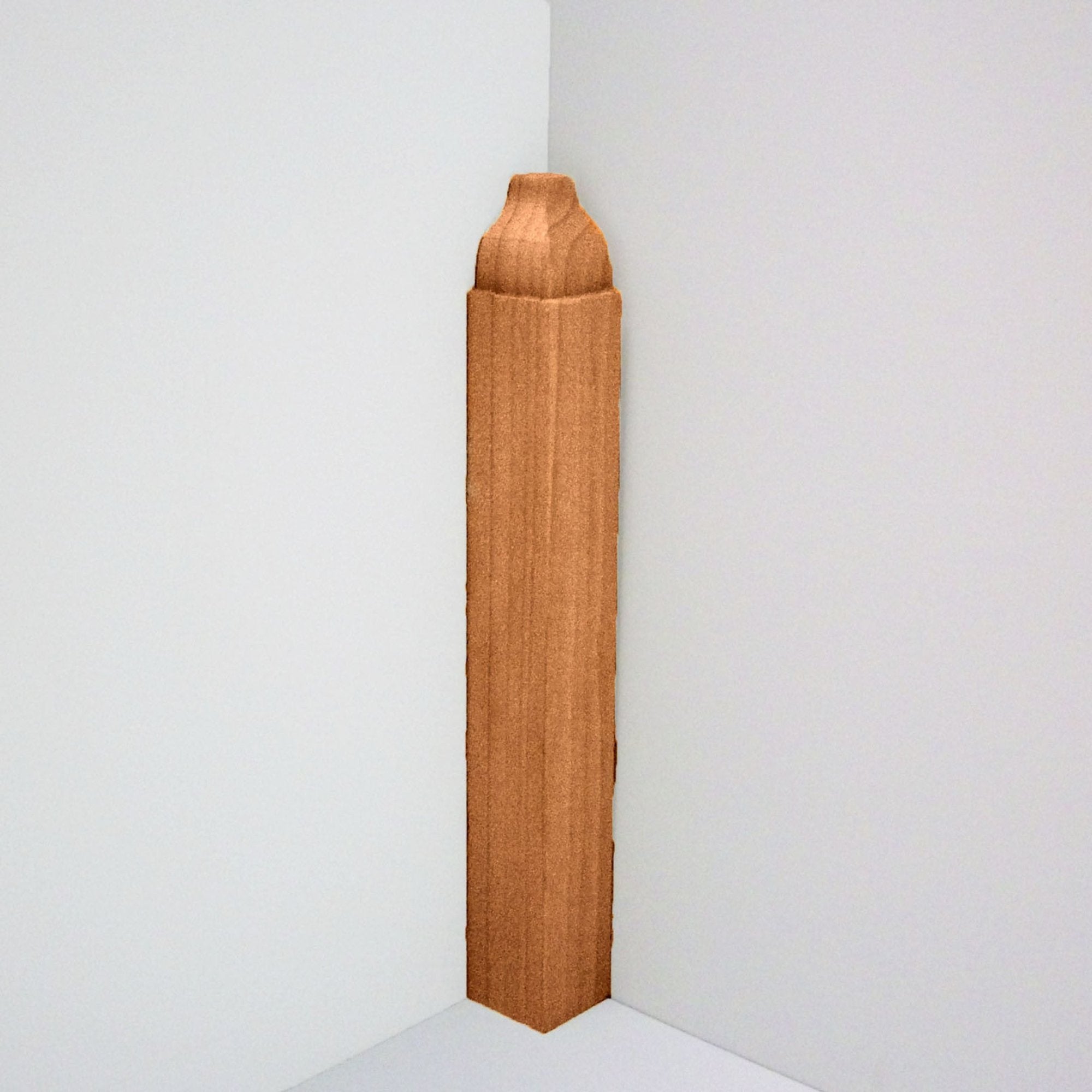 Unfinished solid hardwood inside corner block molding 7/8 inch square by 6-1/2 inches tall