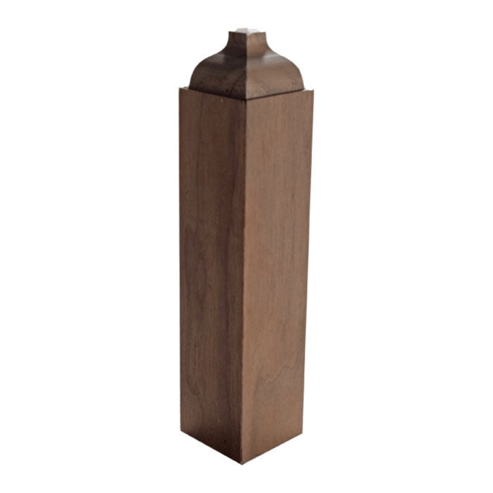 Unfinished hardwood baseboard outside corner block in various wood types