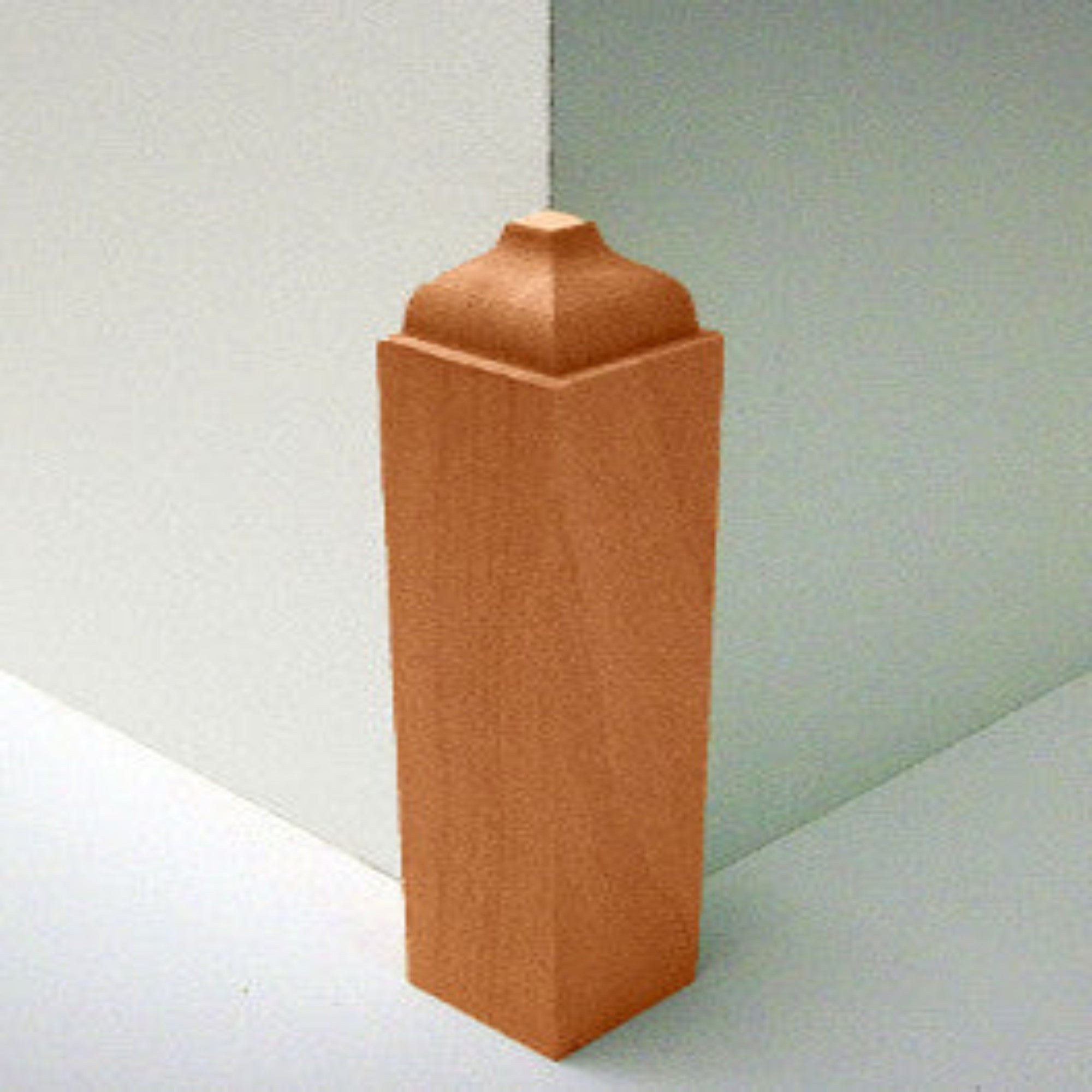 Unfinished hardwood baseboard outside corner block in various wood types