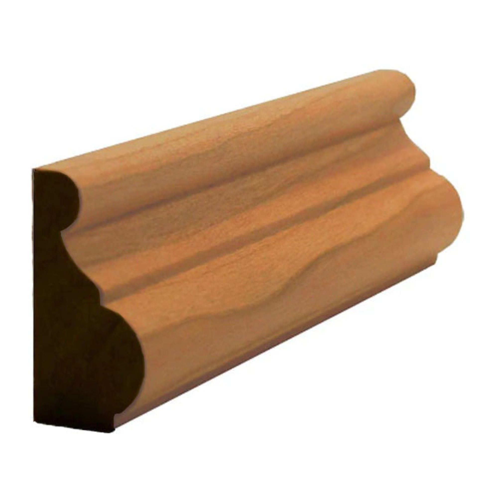 Unfinished traditional base cap moulding 1-3/8 inch tall by 11/16 inch thick in various hardwoods
