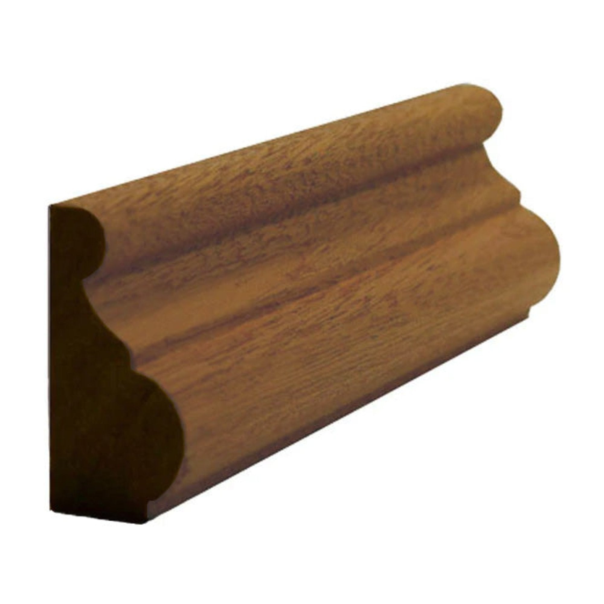 Unfinished traditional base cap moulding 1-3/8 inch tall by 11/16 inch thick in various hardwoods