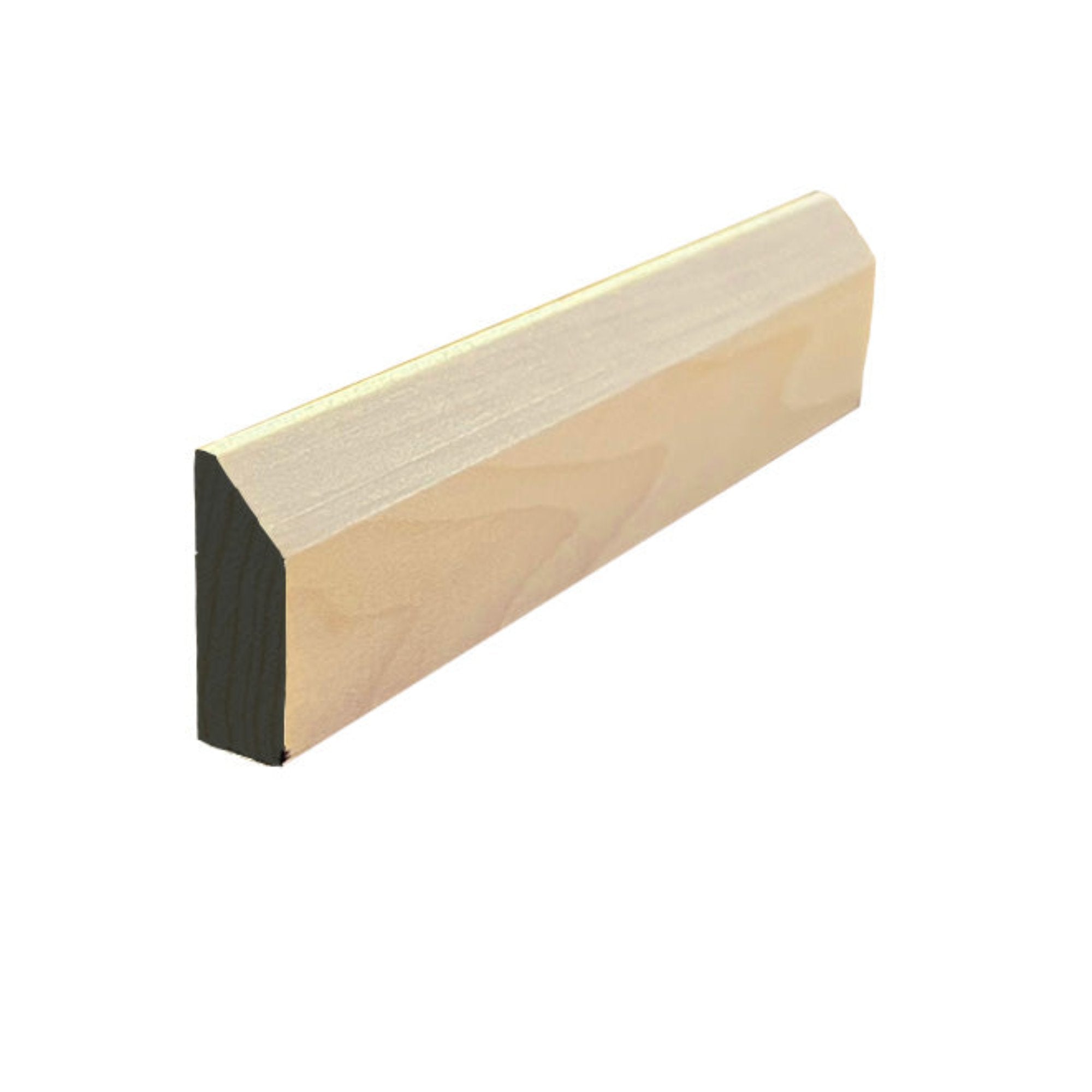 Unfinished solid hardwood baseboard shoe molding with beveled edge