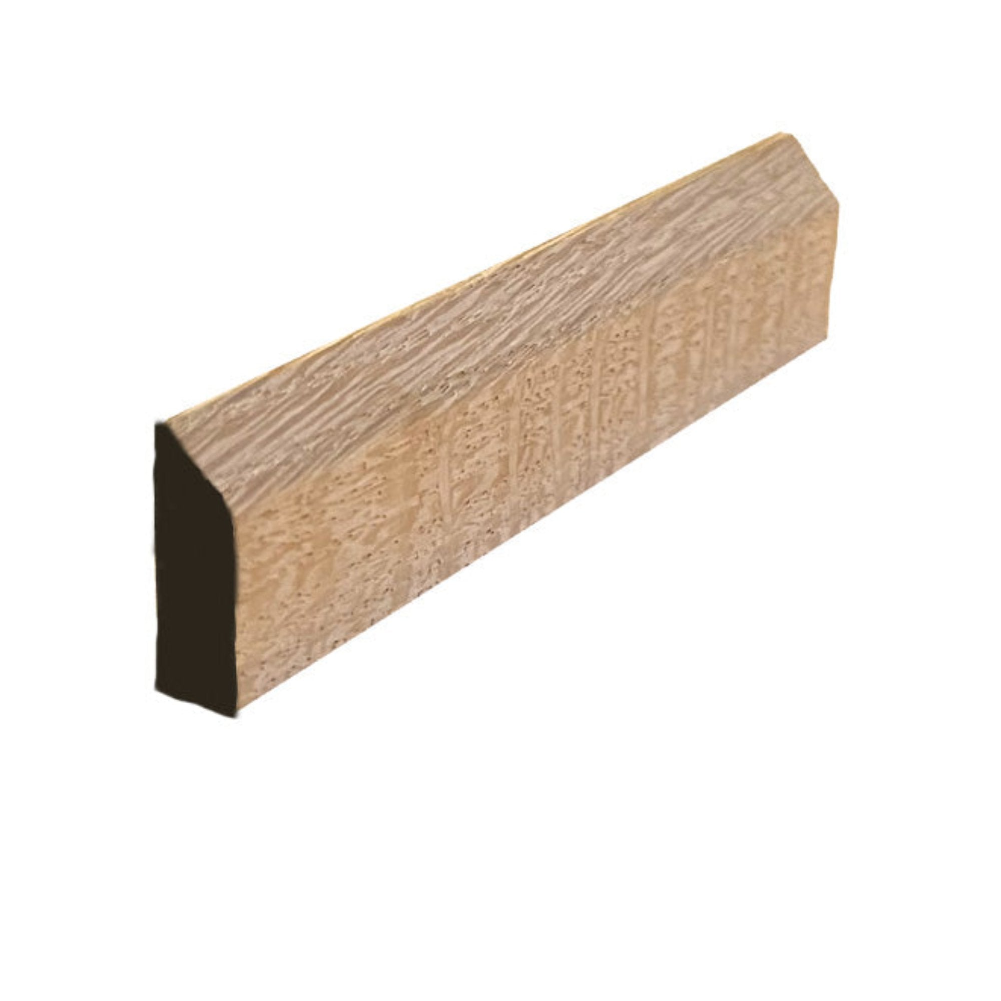 Unfinished solid hardwood baseboard shoe molding with beveled edge