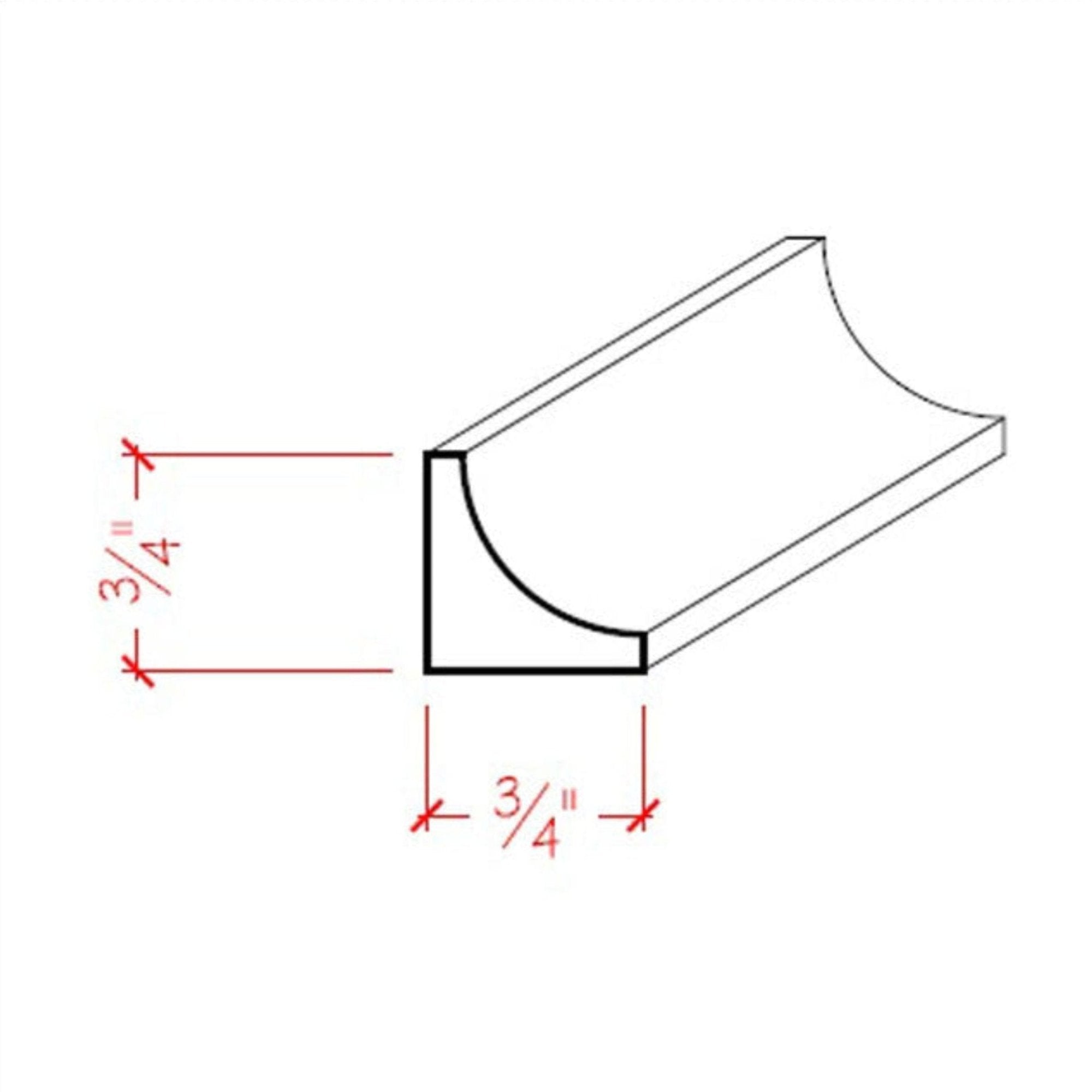 Unfinished 3/4 inch by 3/4 inch solid hardwood cove molding trim