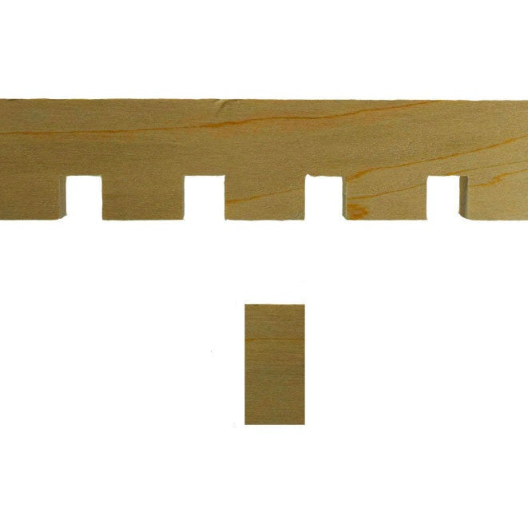 Unfinished solid hardwood dentil moulding 1-5/8 inch high by 5/8 inch thick