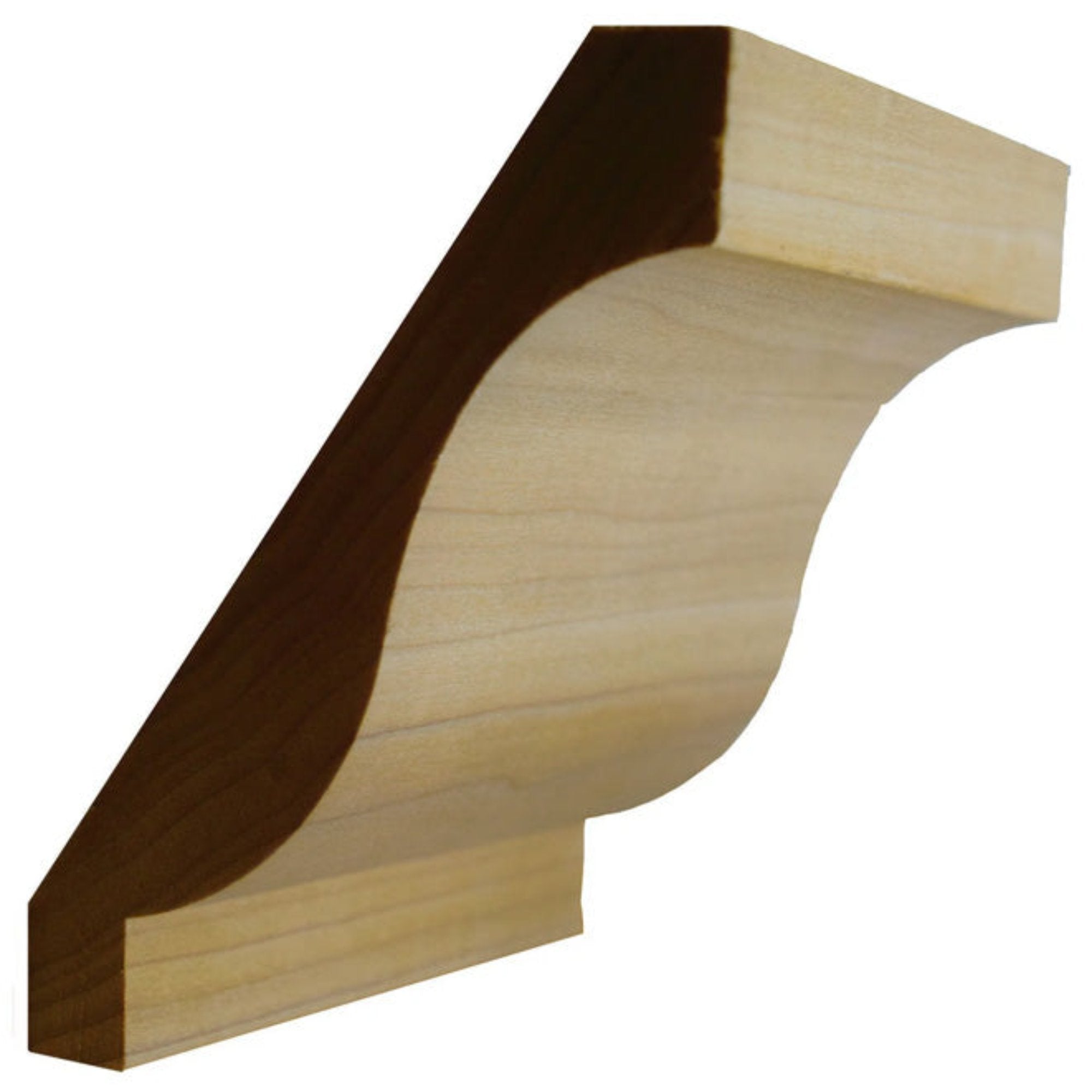 EWCR16 unfinished hardwood crown molding showing profile and natural wood grain