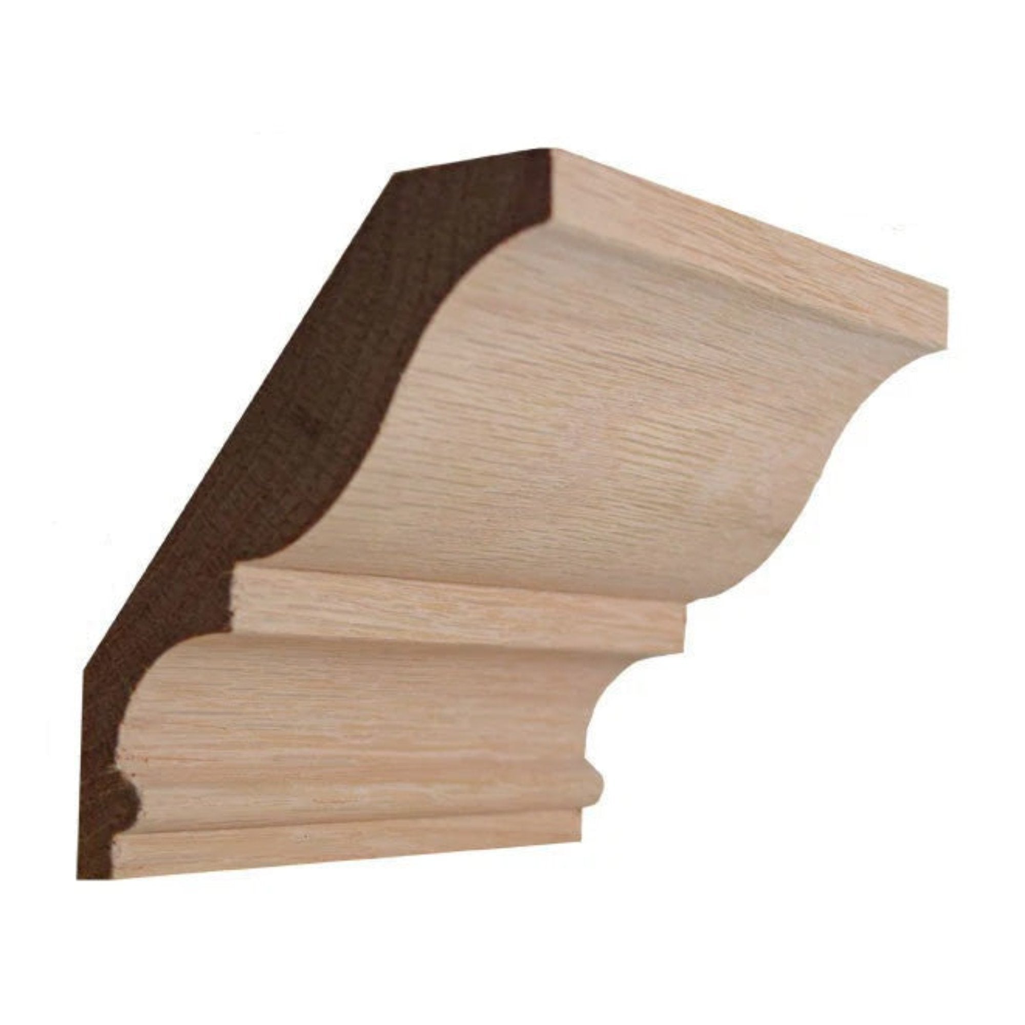EWCR18 unfinished hardwood crown molding showing traditional profile